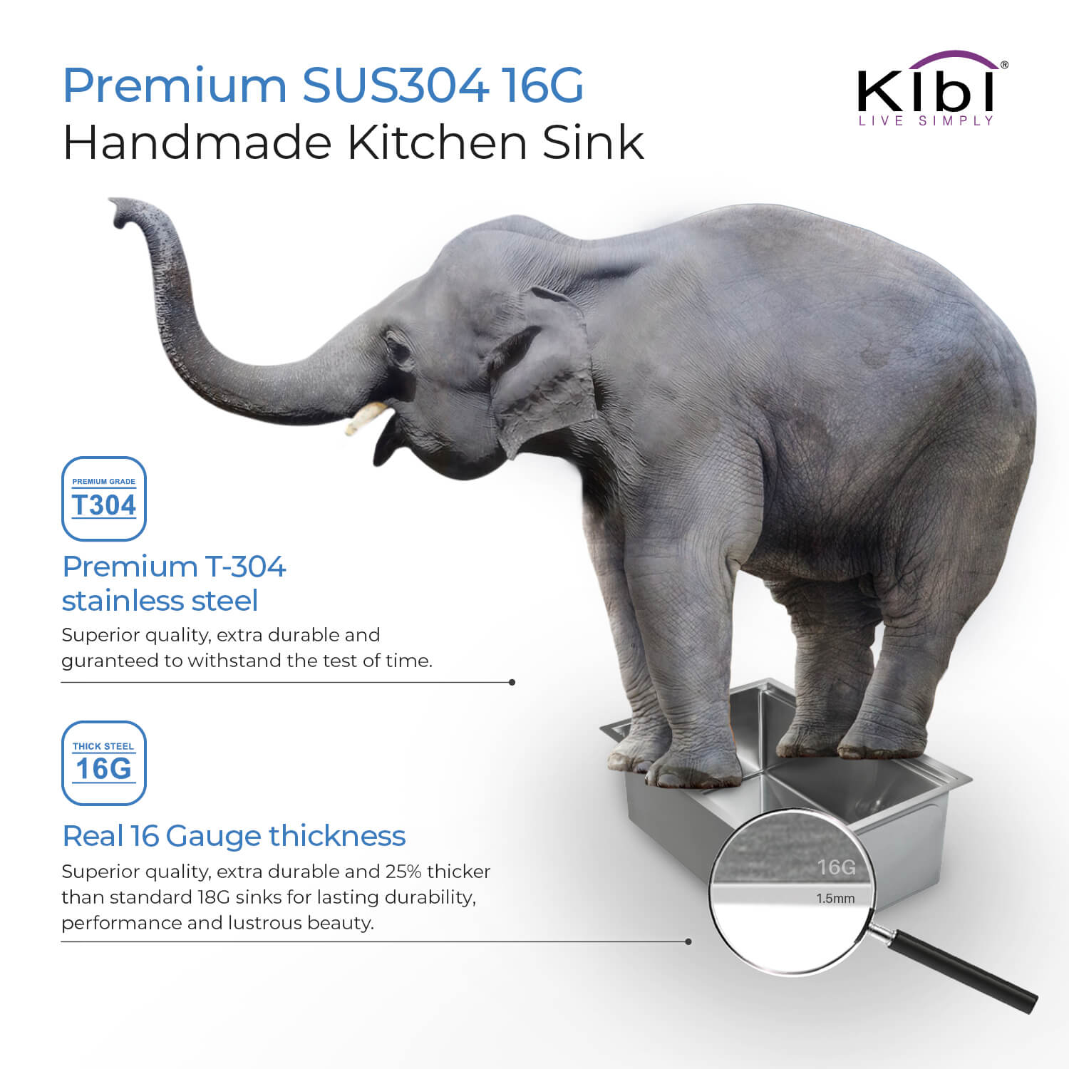 KIBI 33″ Undermount Single Bowl Stainless Steel Kitchen Sink Work Station K1-S33T