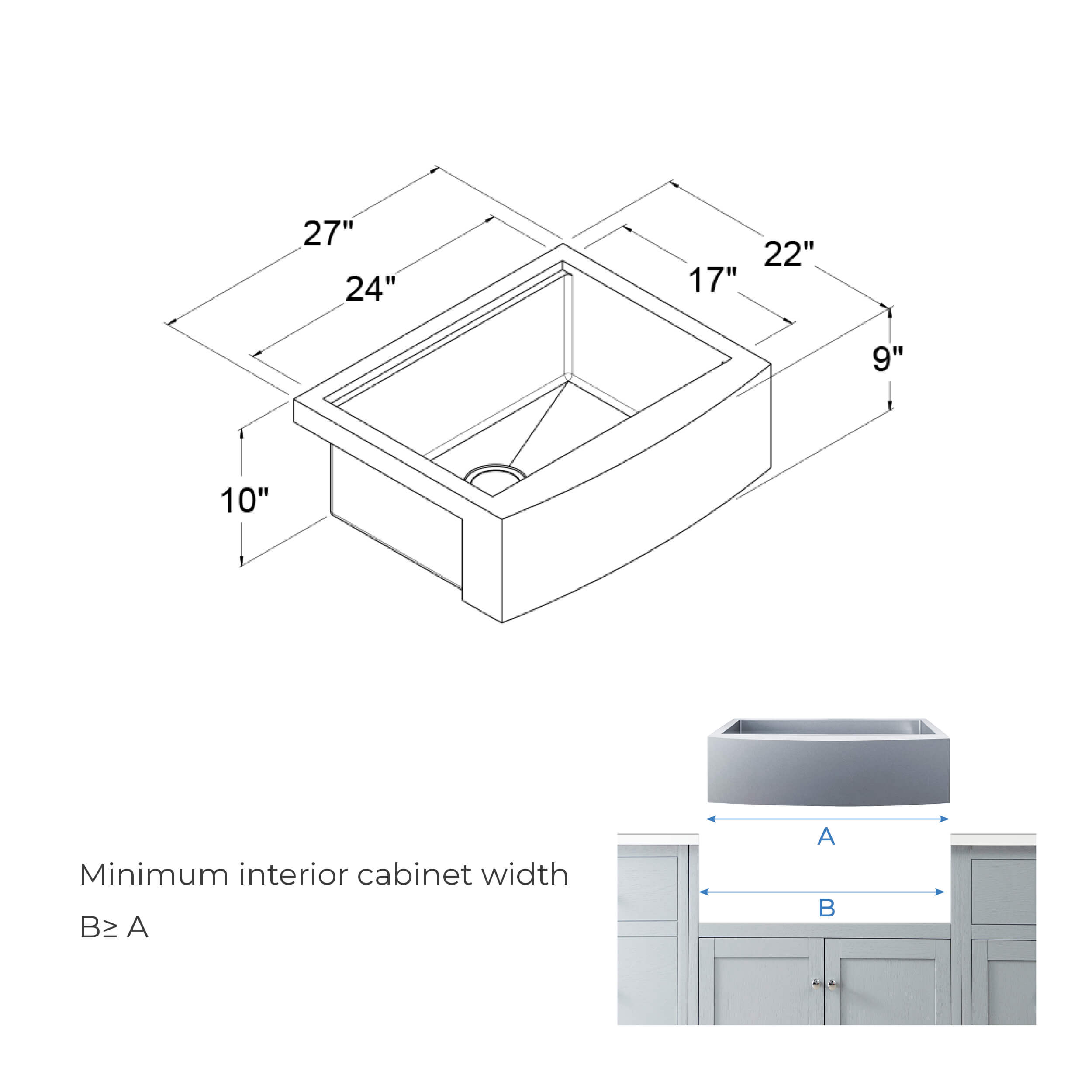 KIBI 27″ Undermount Single Bowl Stainless Steel Kitchen Sink Work Station K1-SF27T