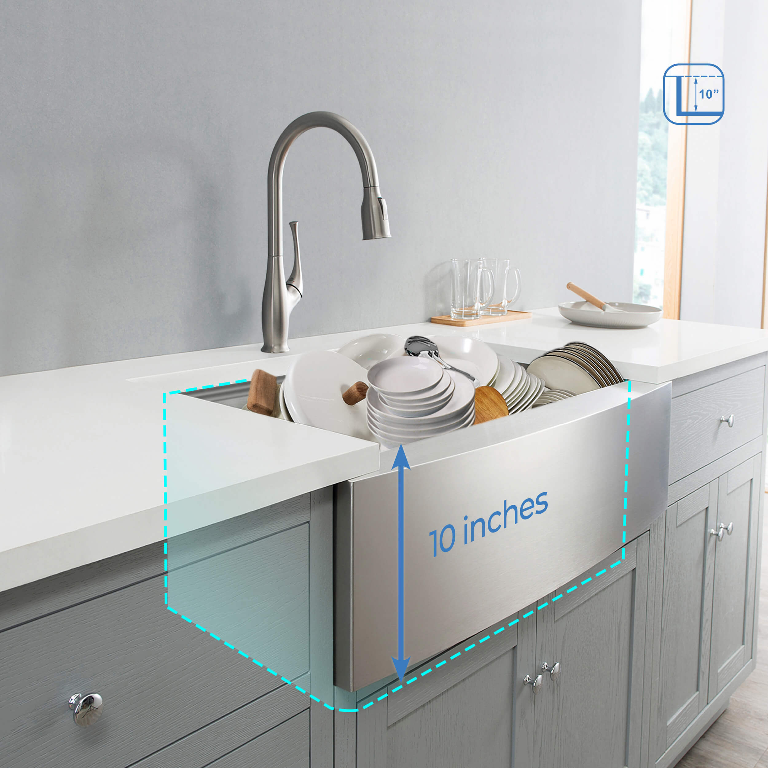 KIBI 27″ Undermount Single Bowl Stainless Steel Kitchen Sink Work Station K1-SF27T