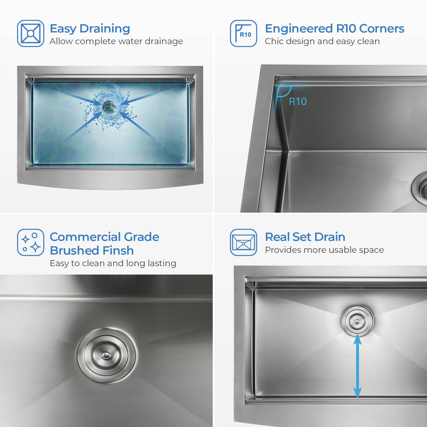 KIBI 33″ Undermount Single Bowl Stainless Steel Kitchen Sink Work Station K1-SF33T