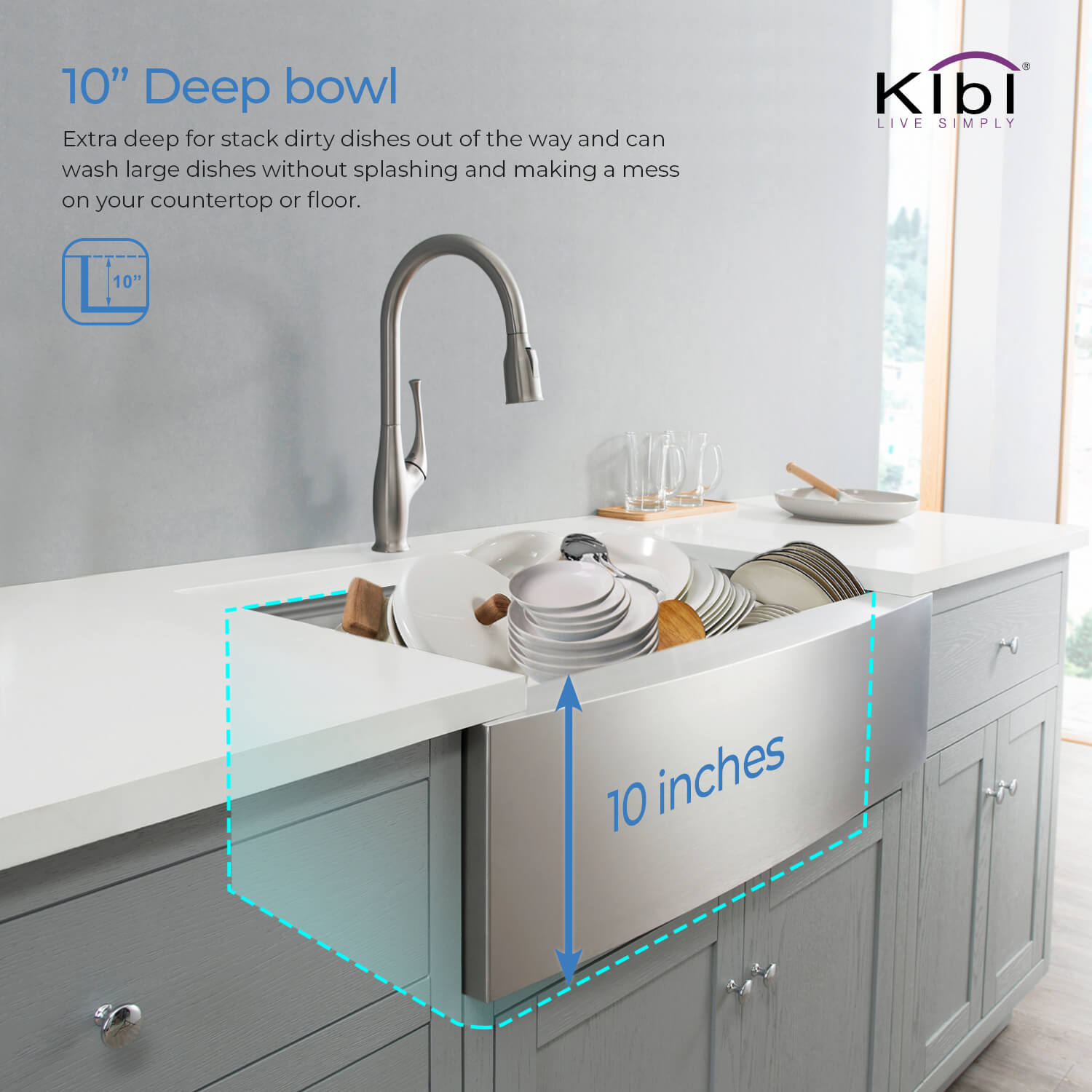 KIBI 33″ Undermount Single Bowl Stainless Steel Kitchen Sink Work Station K1-SF33T