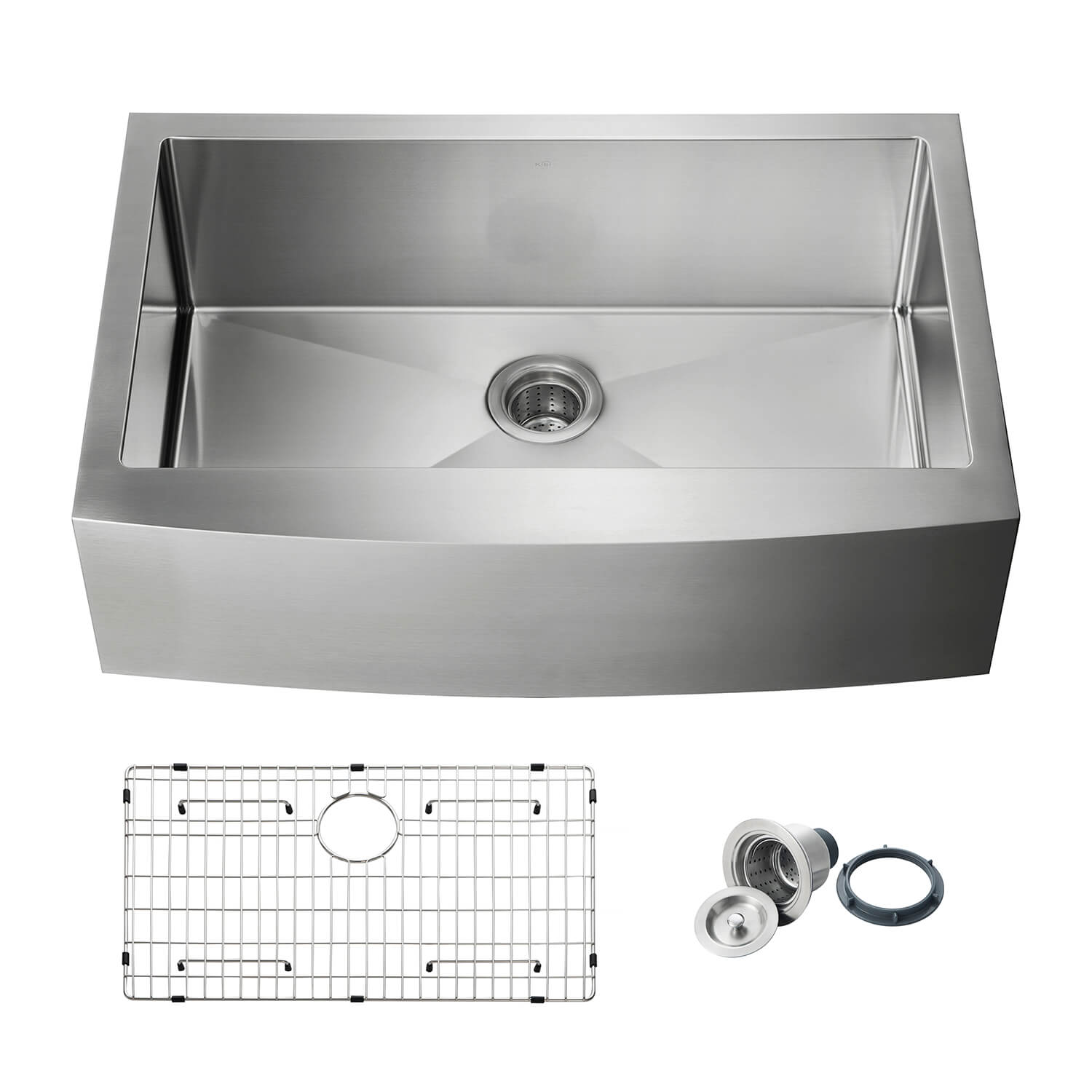 KIBI 33″ Handcrafted Farmhouse Apron Single Bowl Stainless Steel Kitchen Sink K1-SF33