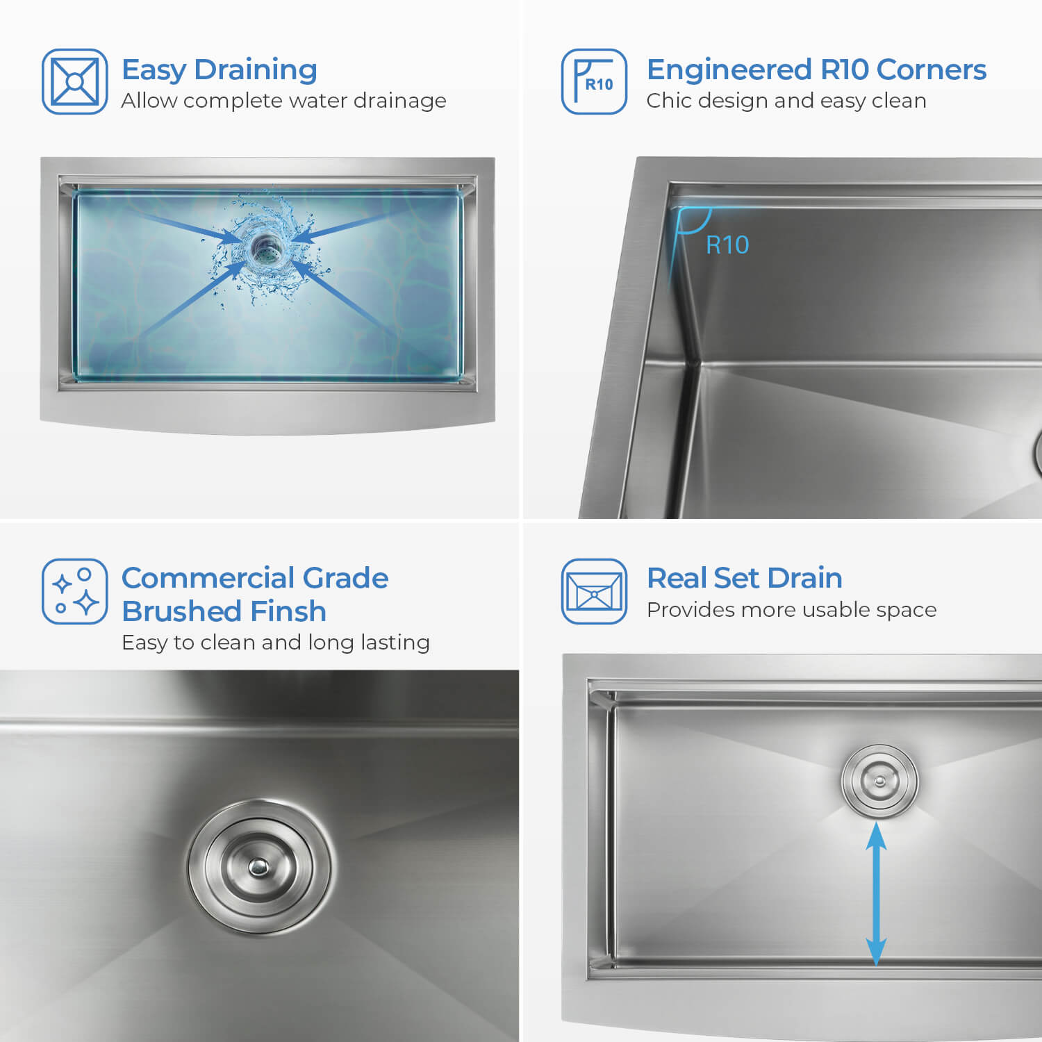 KIBI 36″ Undermount Single Bowl Stainless Steel Kitchen Sink Work Station K1-SF36T