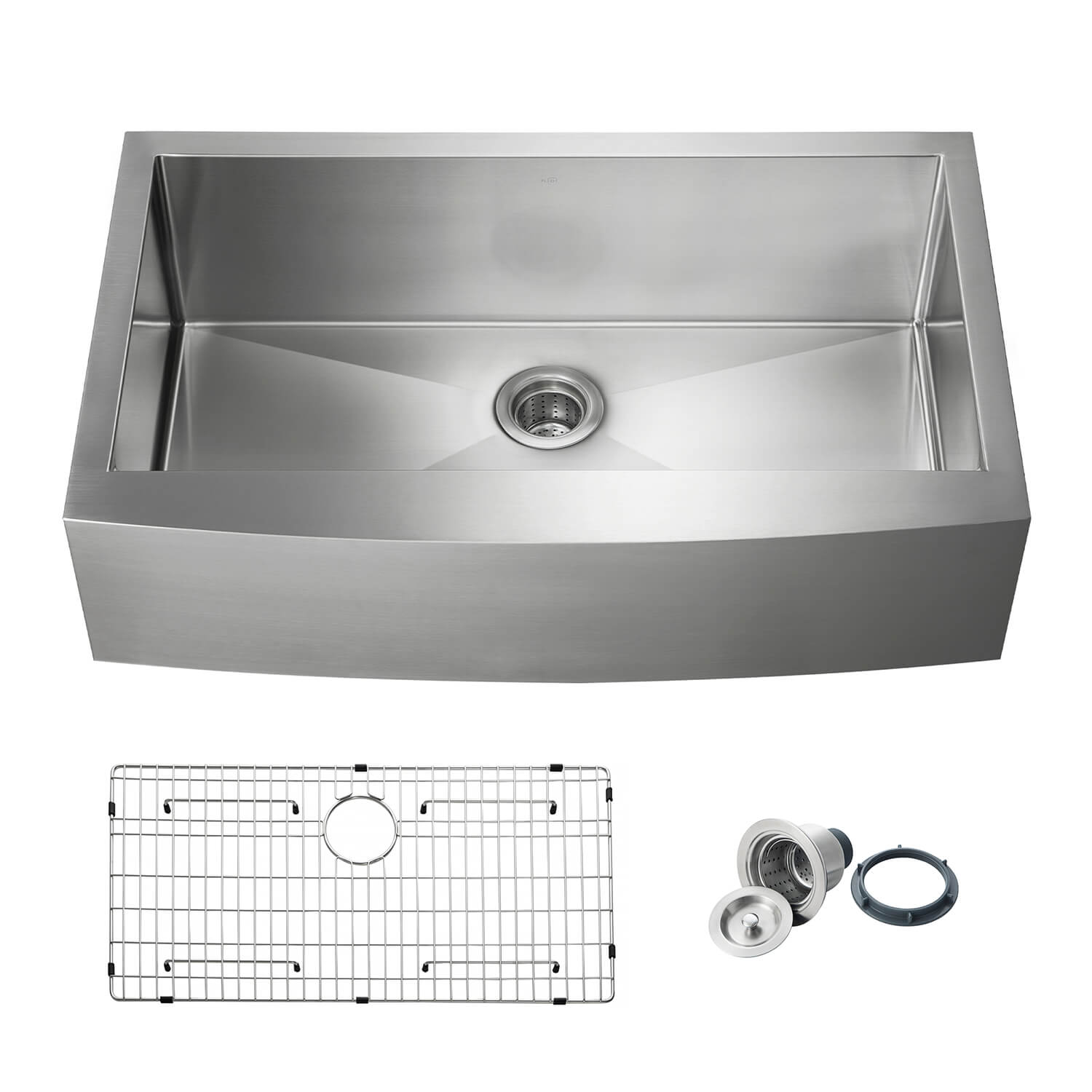 KIBI 36″ Handcrafted Farmhouse Apron Single Bowl Stainless Steel Kitchen Sink K1-SF36