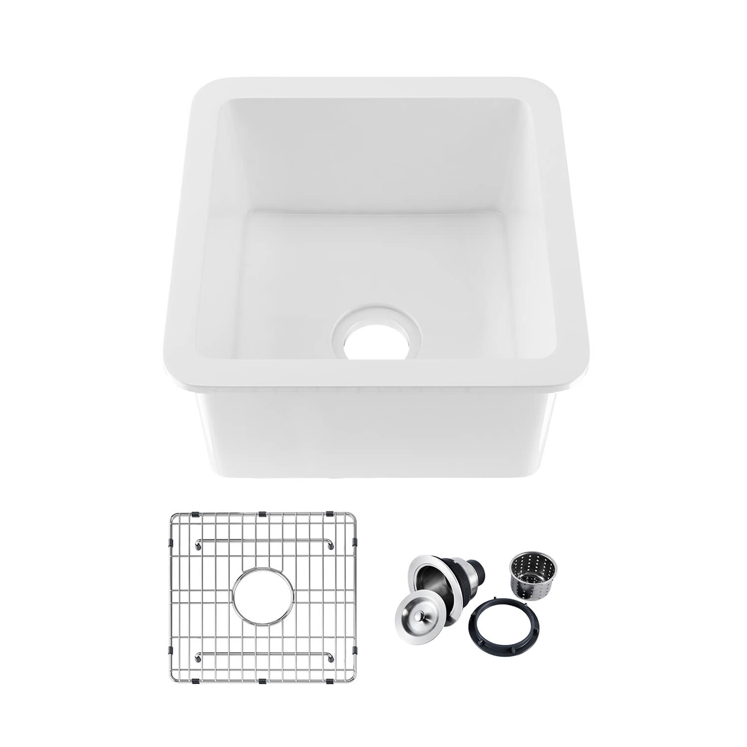 KIBI 18″ Fireclay Undermounted Kitchen Sink Cubic Series K2-S18SQ