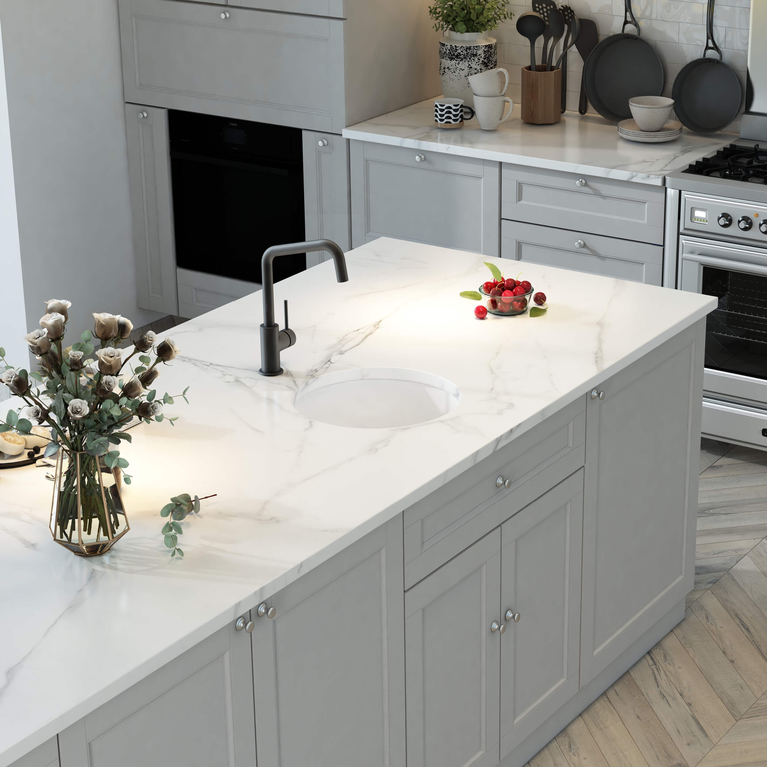 KIBI 19″ Round Fireclay Undermounted Kitchen Sink Crater Series K2-S19RO