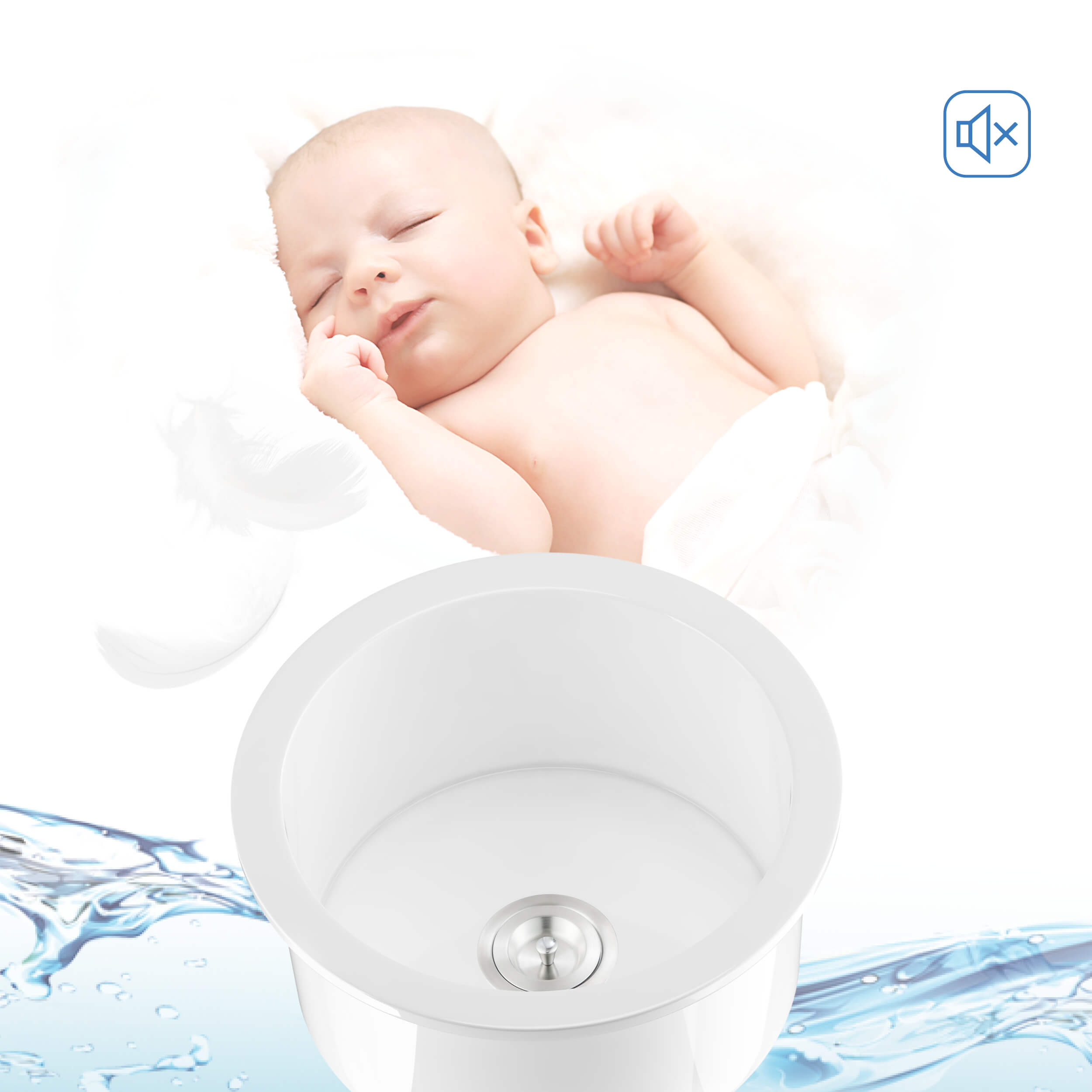 KIBI 19″ Round Fireclay Undermounted Kitchen Sink Crater Series K2-S19RO