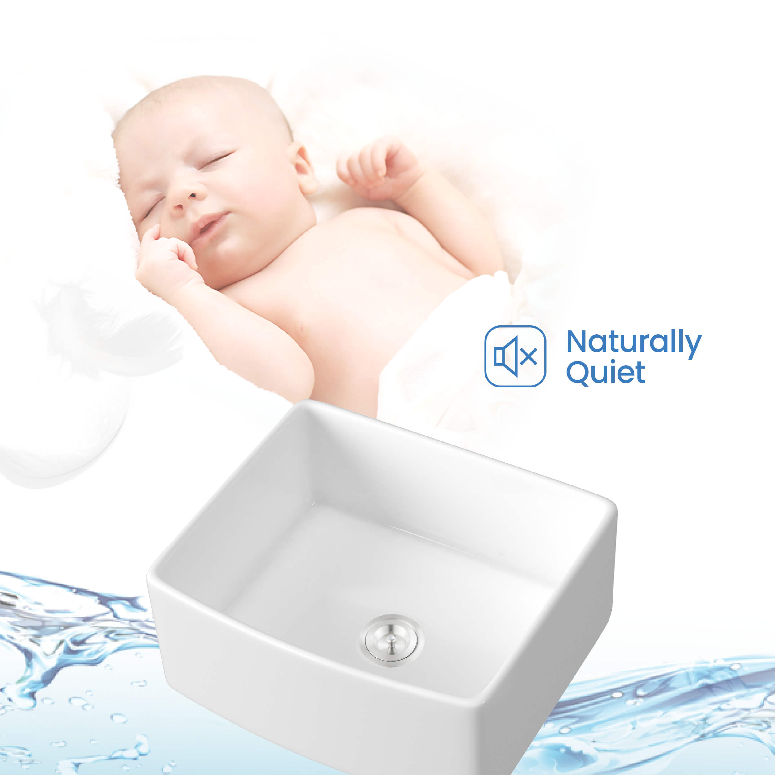 KIBI 24″ Fireclay Curved Apron Front Farmhouse Kitchen Sink Pure Series K2-SF24C