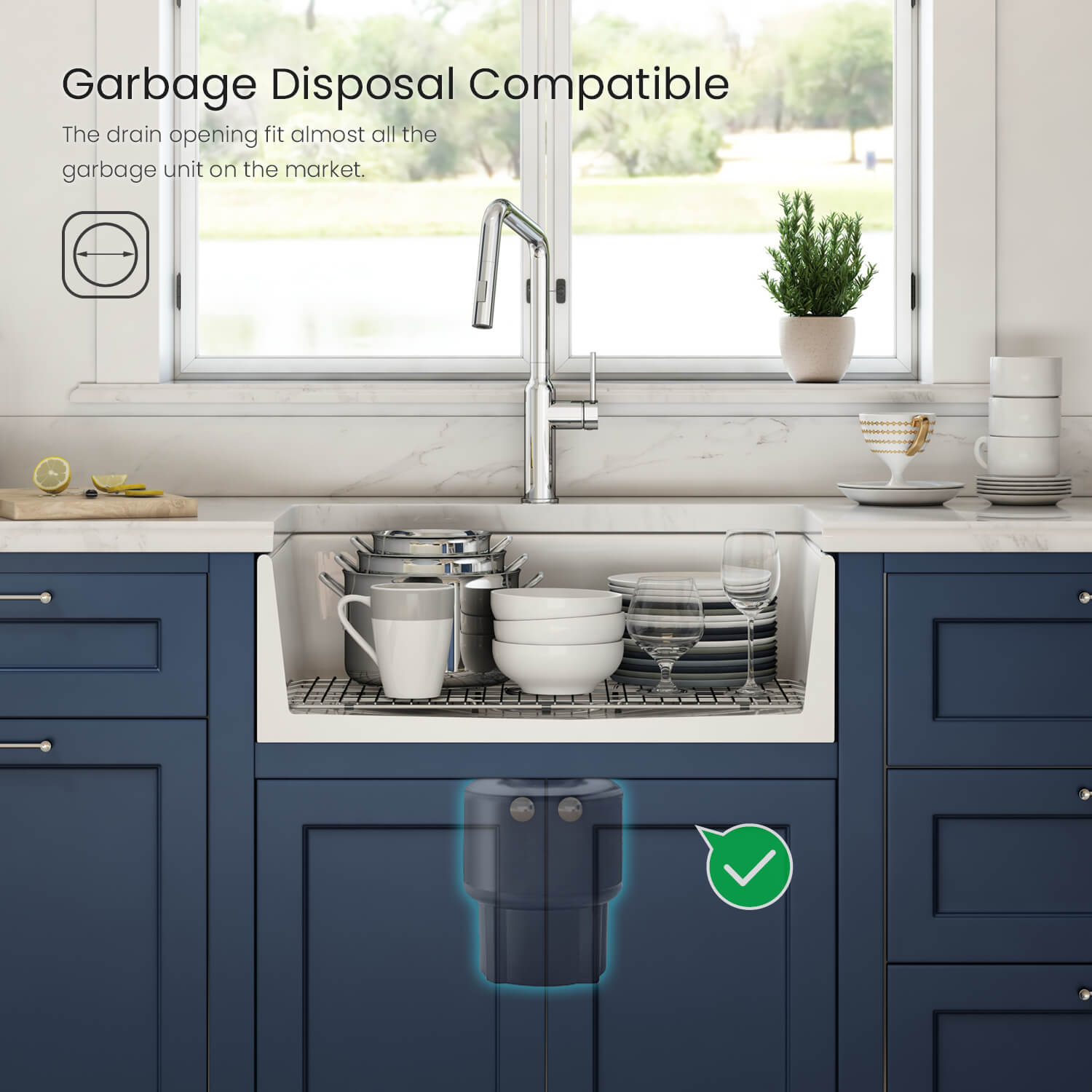 KIBI 30″ Fireclay Farmhouse Kitchen Sink Arch Series K2-SF30AR