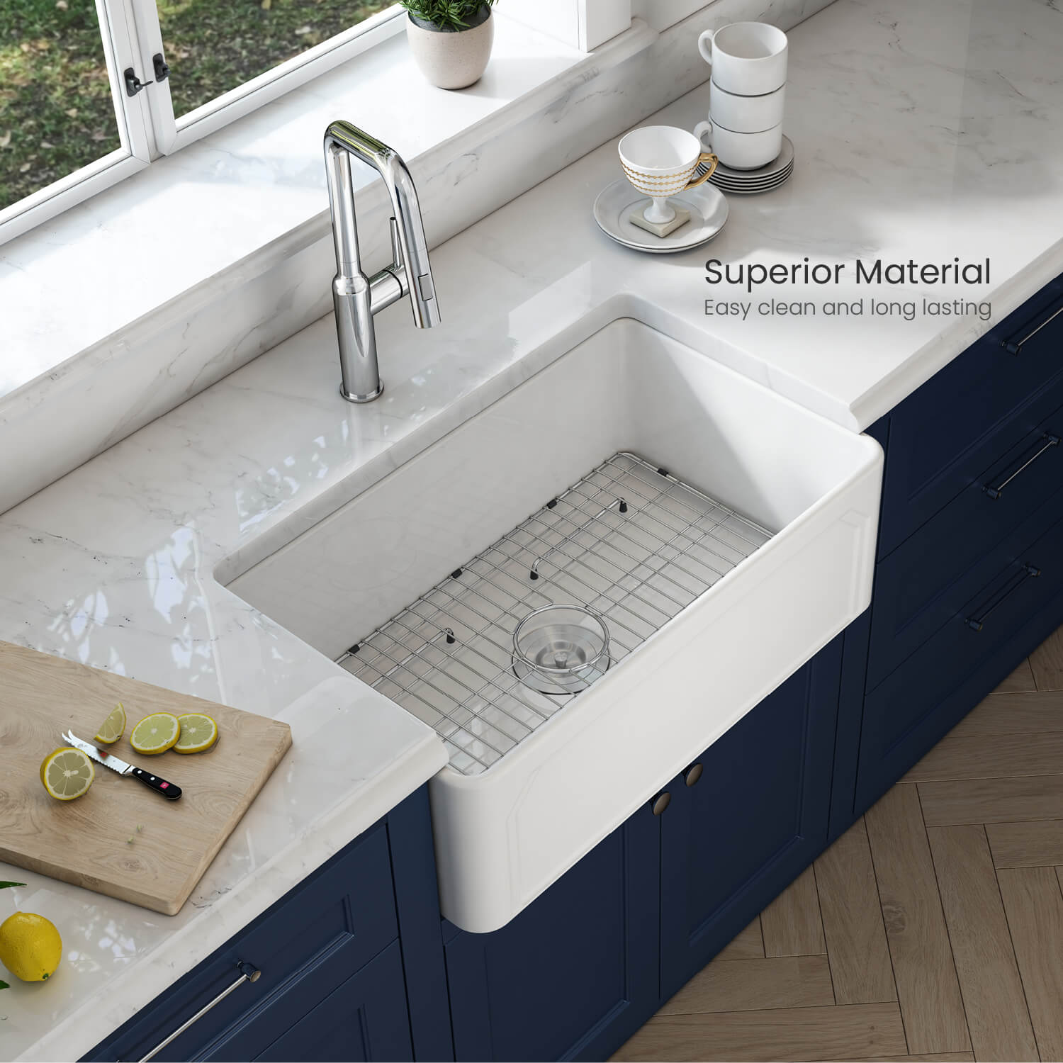KIBI 30″ Fireclay Farmhouse Kitchen Sink Arch Series K2-SF30AR