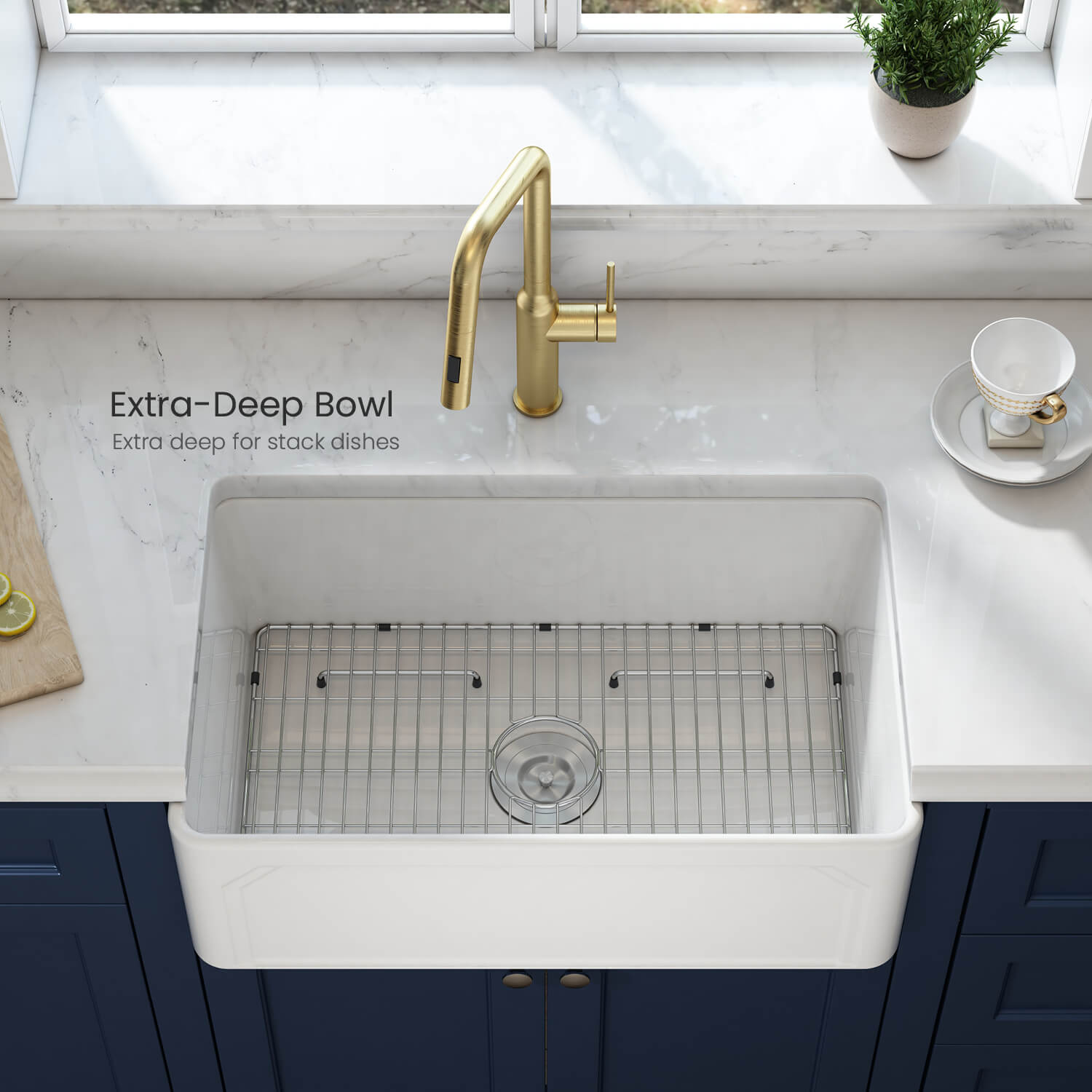 KIBI 30″ Fireclay Farmhouse Kitchen Sink Arch Series K2-SF30AR