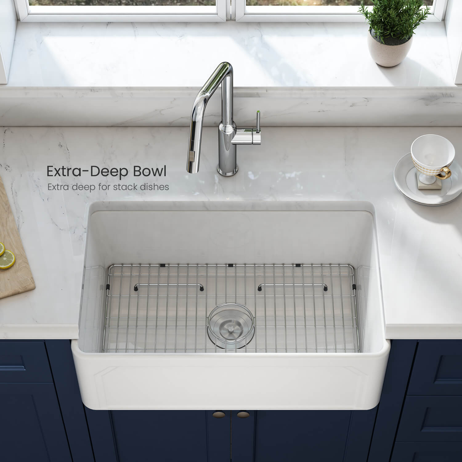 KIBI 30″ Fireclay Farmhouse Kitchen Sink Arch Series K2-SF30AR