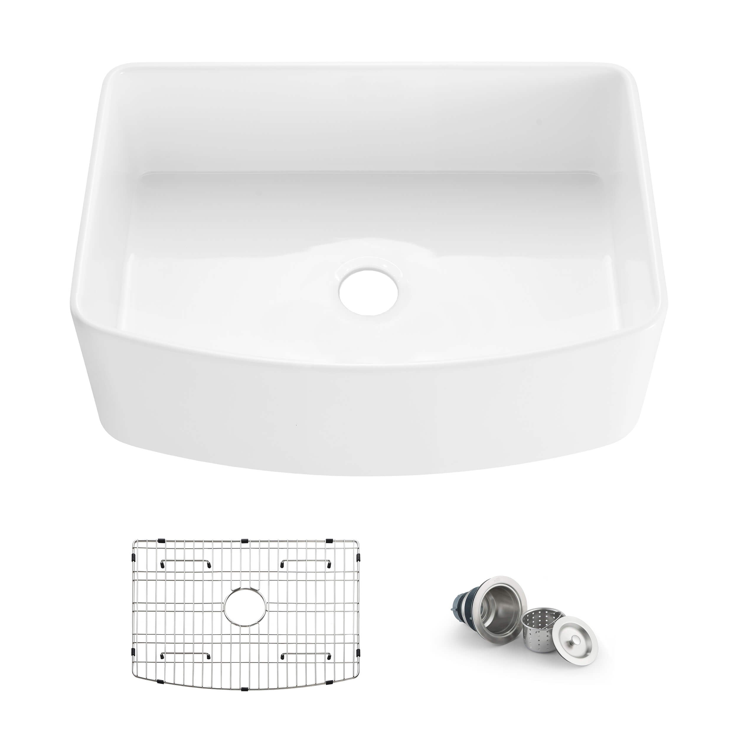 KIBI 30″ Fireclay Curved Apron Front Farmhouse Kitchen Sink Pure Series K2-SF30C