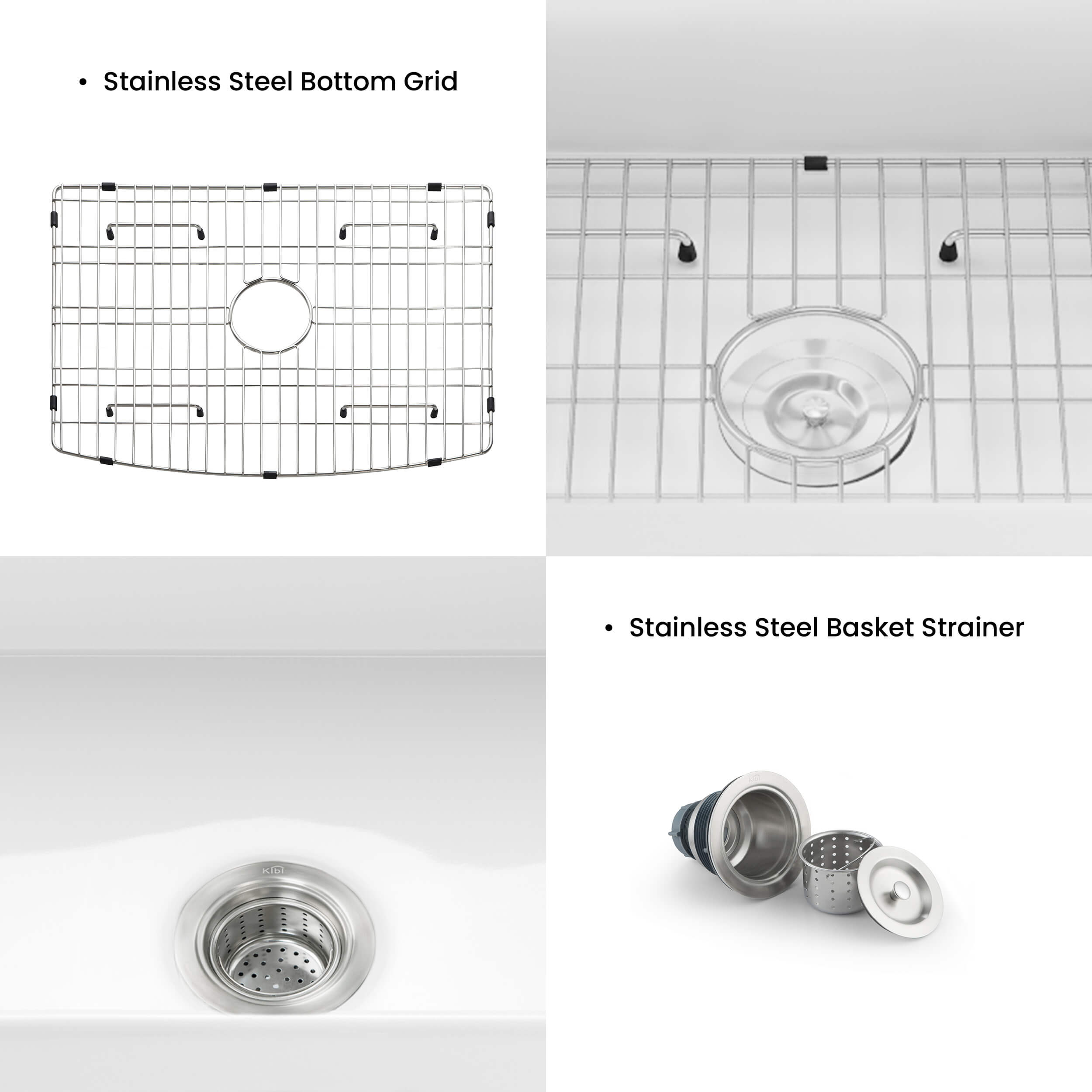 KIBI 30″ Fireclay Curved Apron Front Farmhouse Kitchen Sink Pure Series K2-SF30C