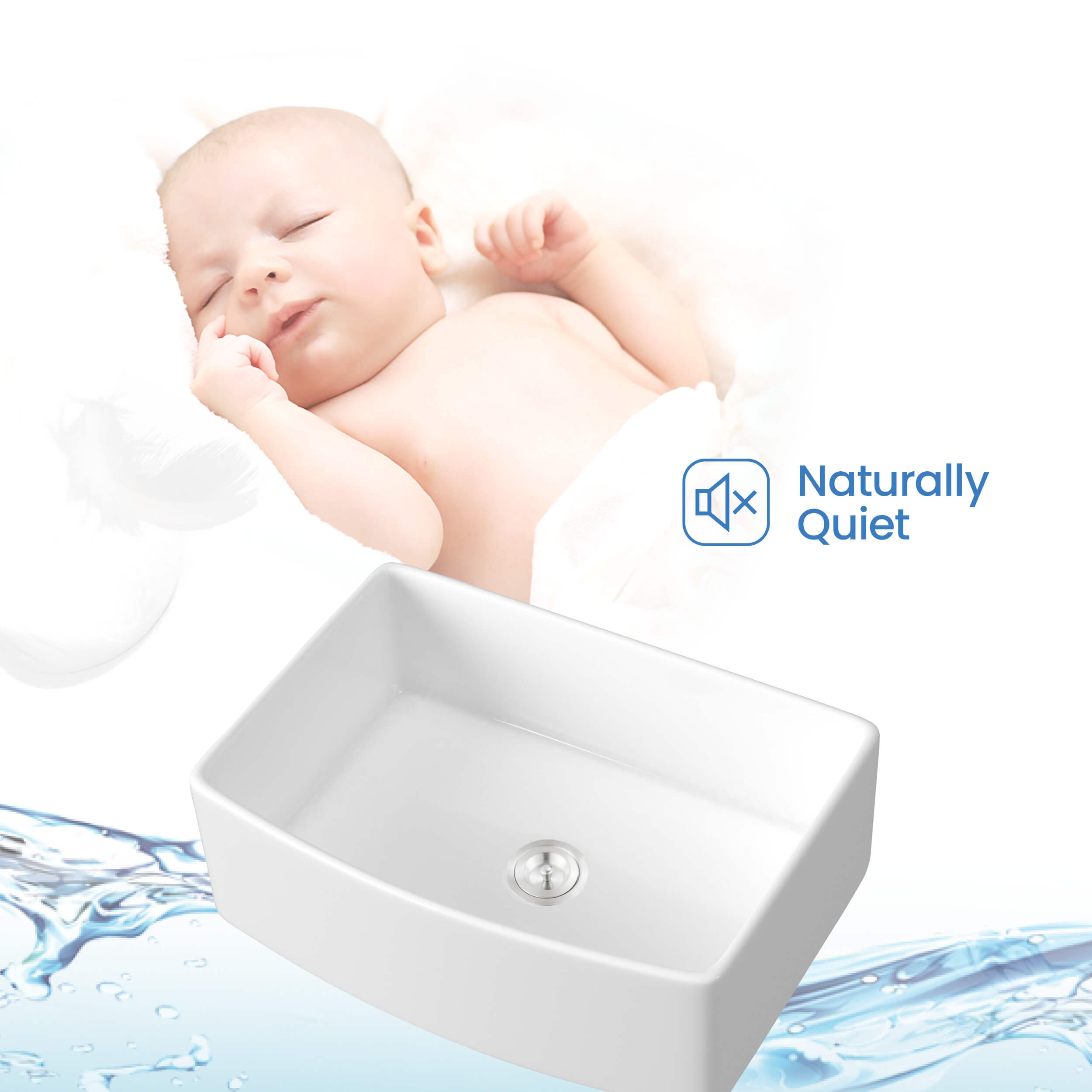 KIBI 30″ Fireclay Curved Apron Front Farmhouse Kitchen Sink Pure Series K2-SF30C