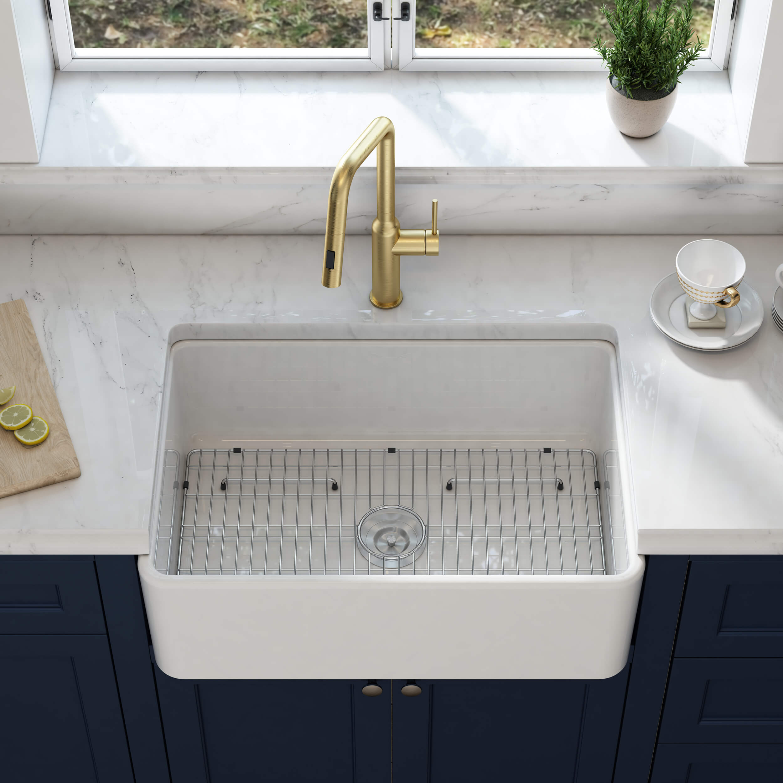KIBI 30″ Fireclay Farmhouse Kitchen Sink Pure Series K2-SF30