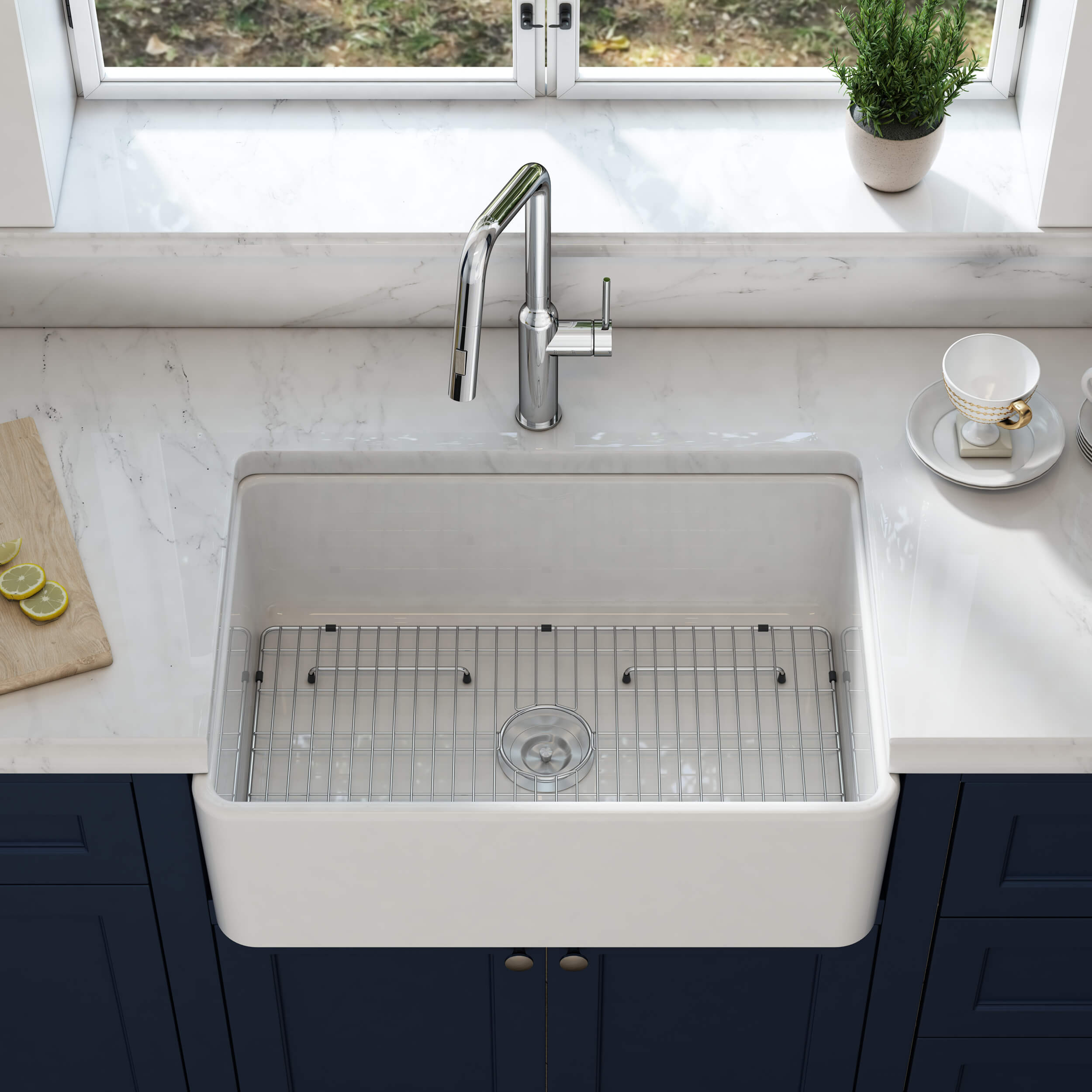KIBI 30″ Fireclay Farmhouse Kitchen Sink Pure Series K2-SF30