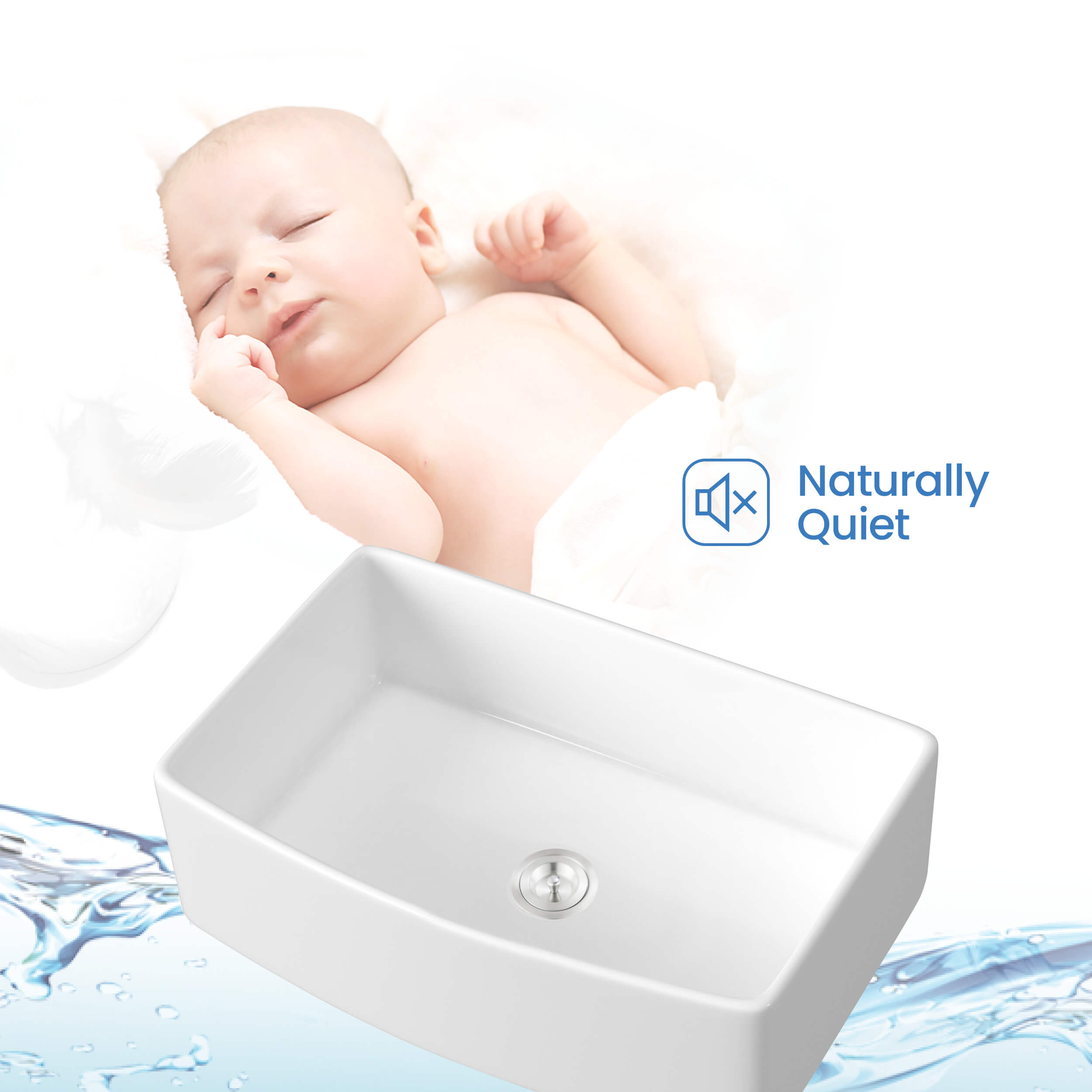 KIBI 33″ Fireclay Curved Apron Front Farmhouse Kitchen Sink Pure Series K2-SF33C