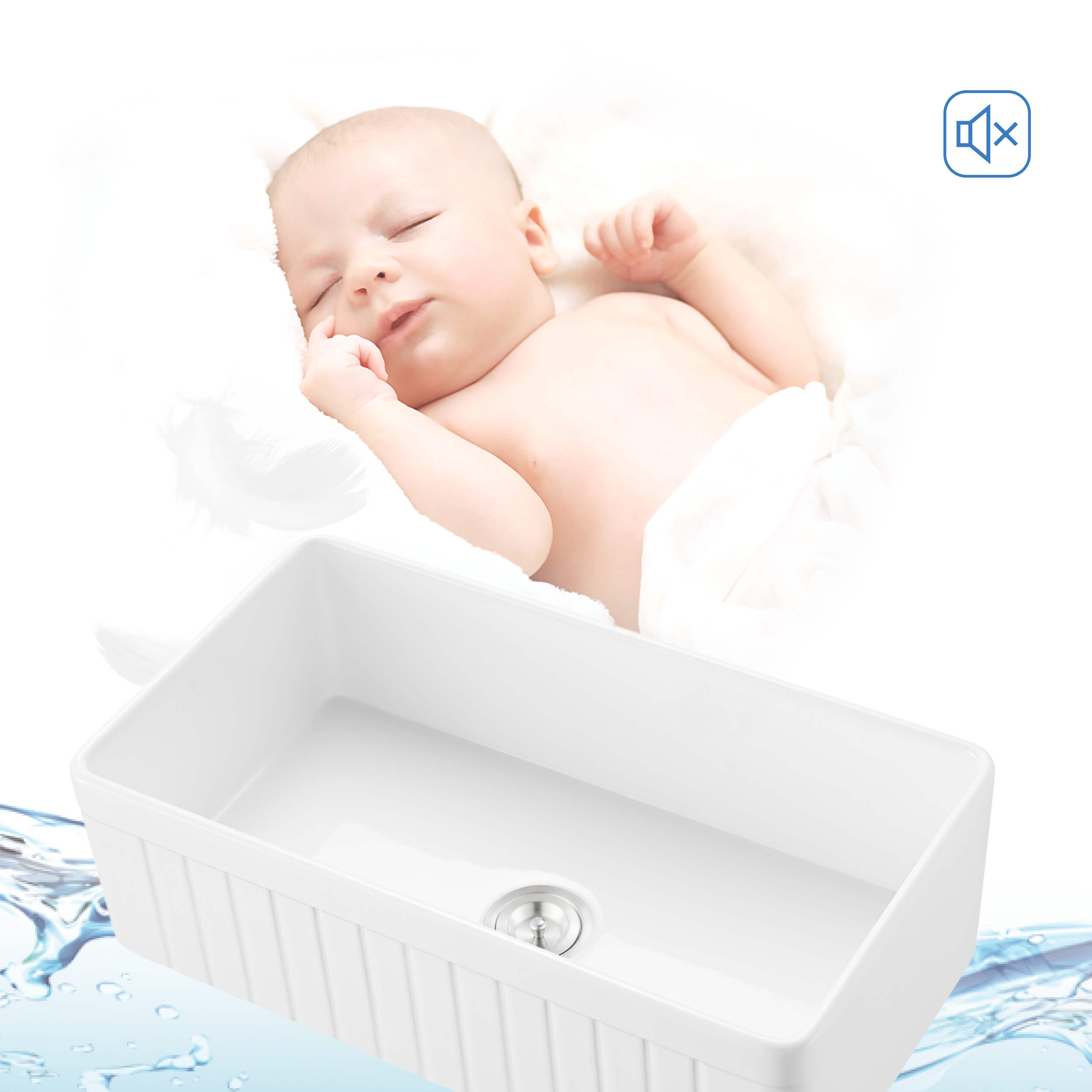 KIBI 33″ Fireclay Farmhouse Single Bowl Kitchen Sink Pillar Series K2-SF33PI