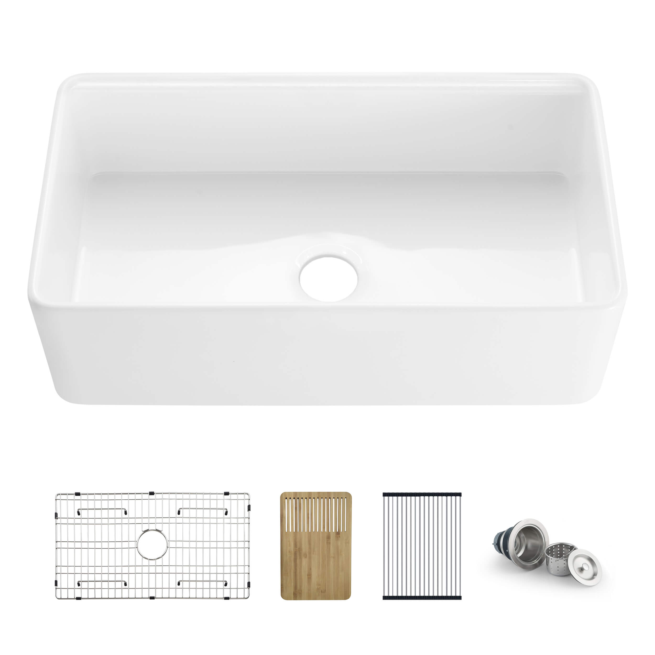 KIBI 33″ Fireclay Kitchen Farmhouse Workstation Sink Pure Series K2-SF33T