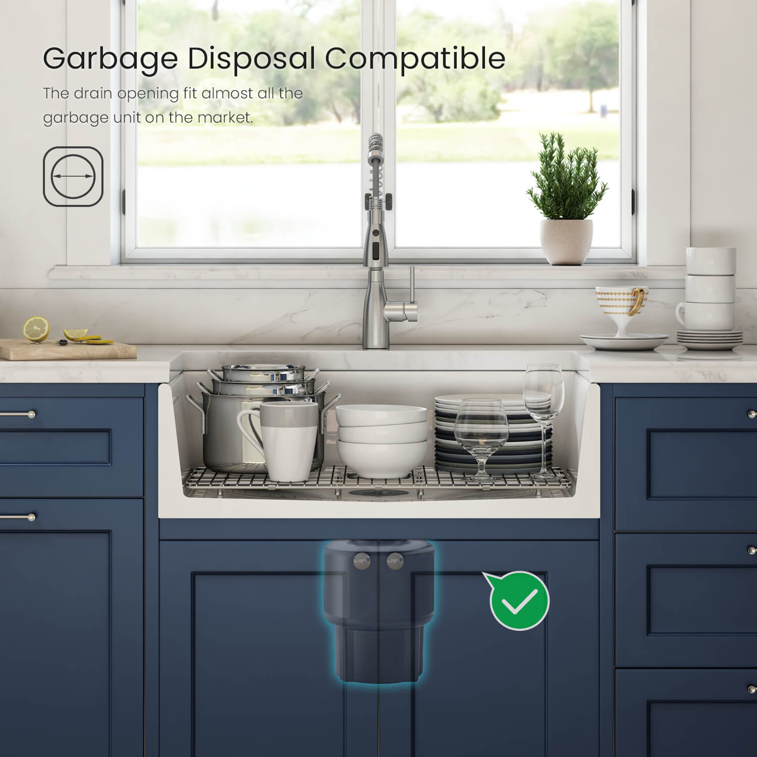 KIBI 36″ Fireclay Farmhouse Single Bowl Kitchen Sink Pure Series K2-SF36