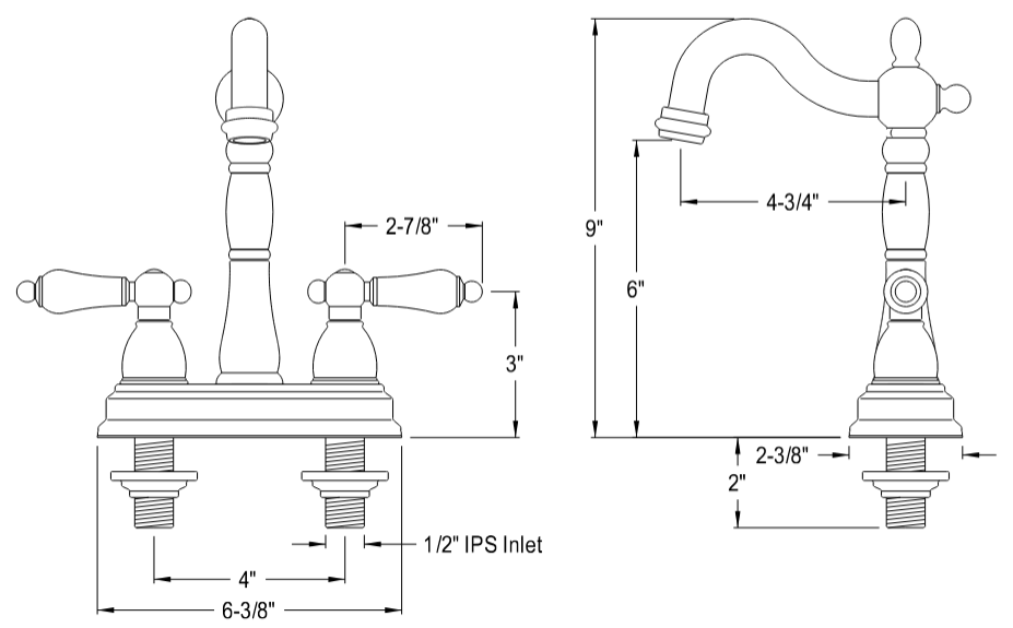 Kingston - Bar Faucets - Heritage KB149AL Two-Handle 2-Hole Deck Mount Bar Faucet