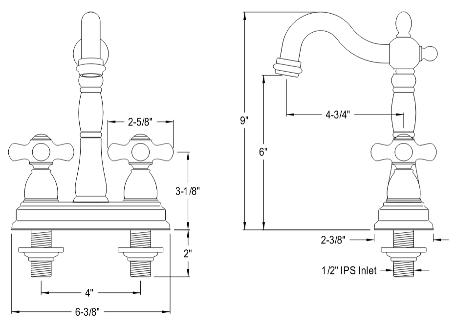 Kingston - Bar Faucets - Duchess KB149PKX Two-Handle 2-Hole Deck Mount Bar Faucet