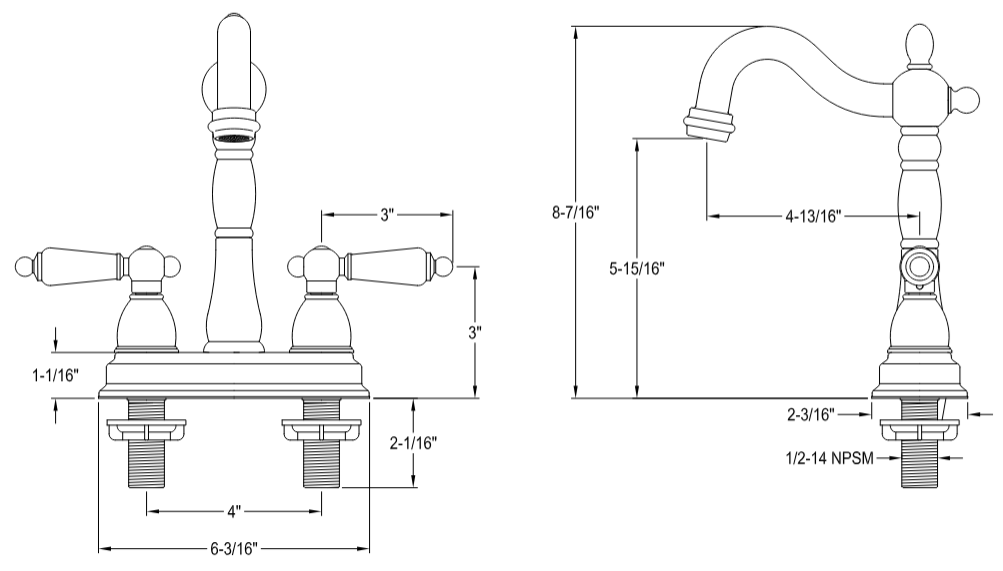 Kingston - Bar Faucets - Duchess KB149PKL Two-Handle 2-Hole Deck Mount Bar Faucet