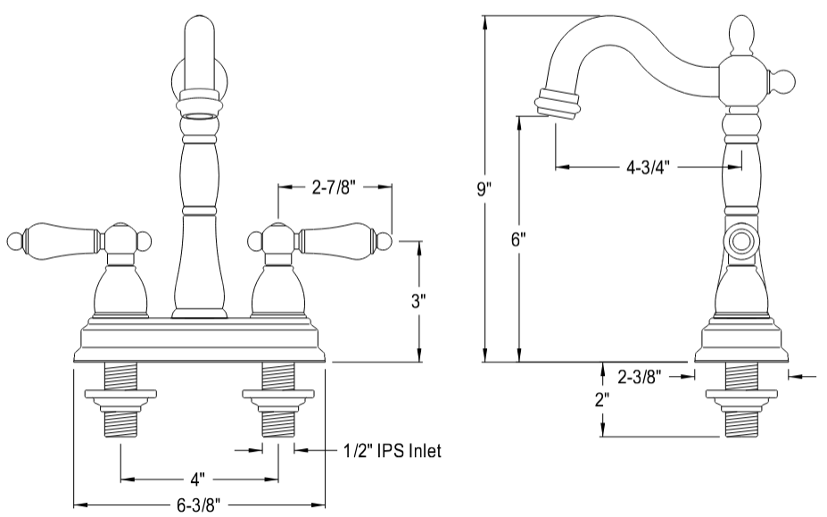 Kingston - Bar Faucets - Heritage KB149PL Two-Handle 2-Hole Deck Mount Bar Faucet