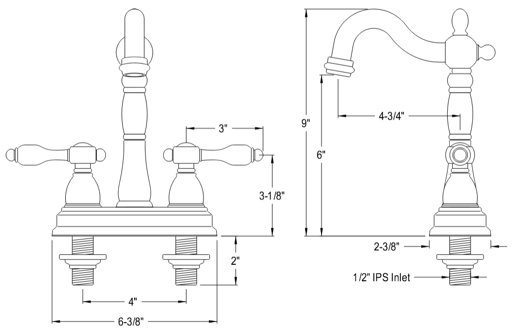 Kingston - Bar Faucets - Tudor KB149TAL Two-Handle 2-Hole Deck Mount Bar Faucet