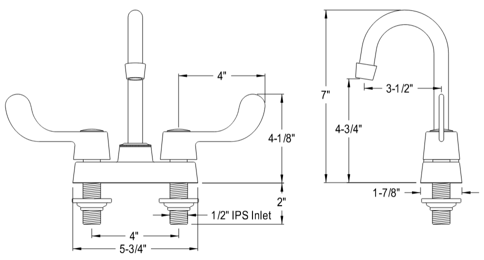 Kingston - Bar Faucets - Vista KB451 Two-Handle 2-Hole Deck Mount Bar Faucet