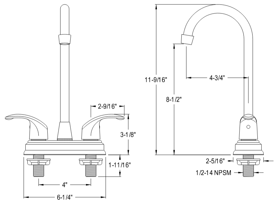 Kingston - Bar Faucets - Legacy KB649LL Two-Handle 2-Hole Deck Mount Bar Faucet