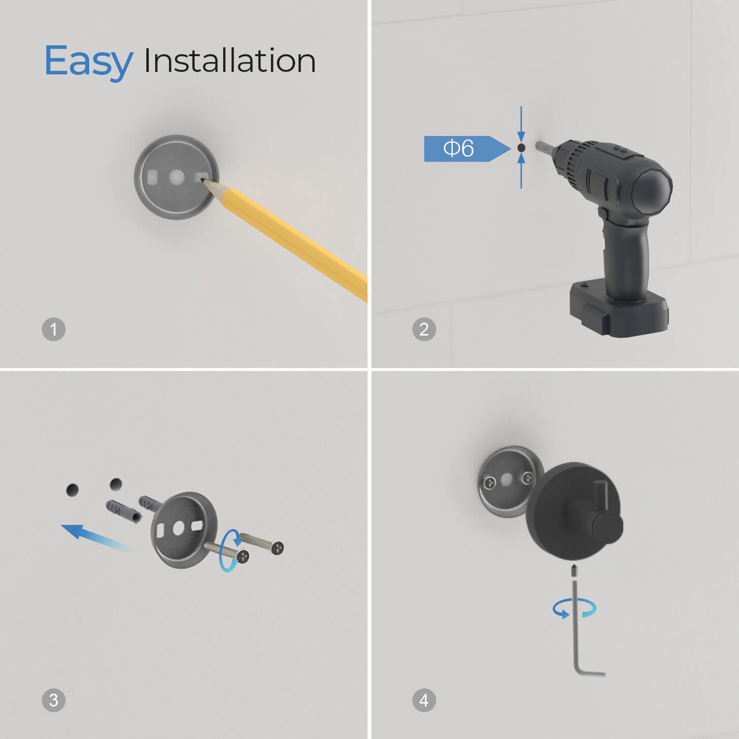 KIBI Circular Bathroom Robe Hook – KBA1401