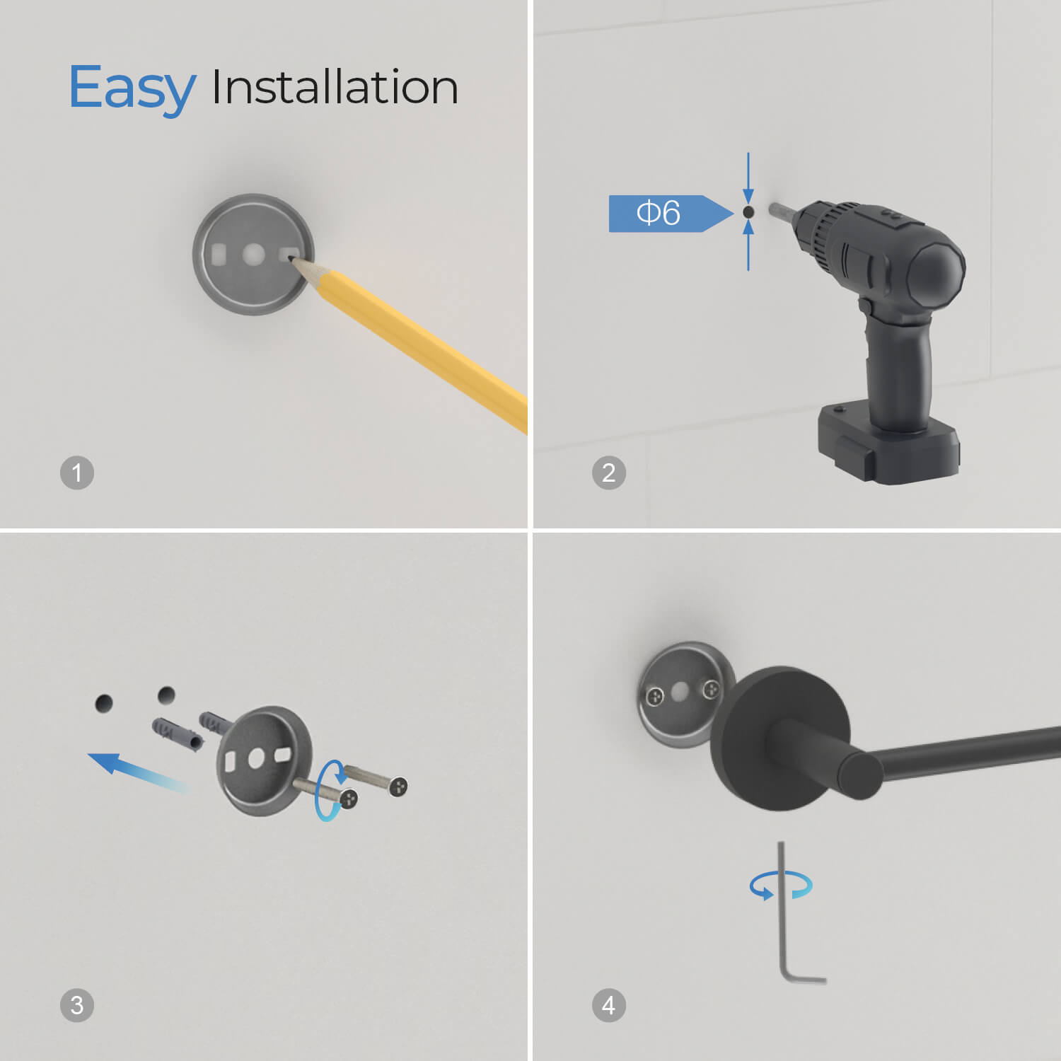 KIBI Circular 10″ Bathroom Towel Bar – KBA1403