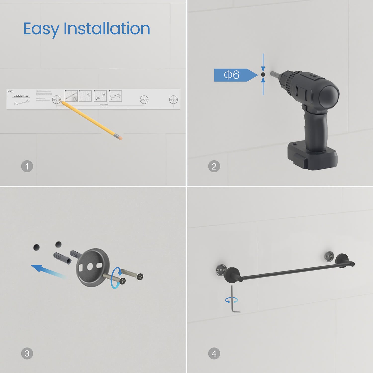 KIBI Circular Bathroom 18″ Towel Bar – KBA1407