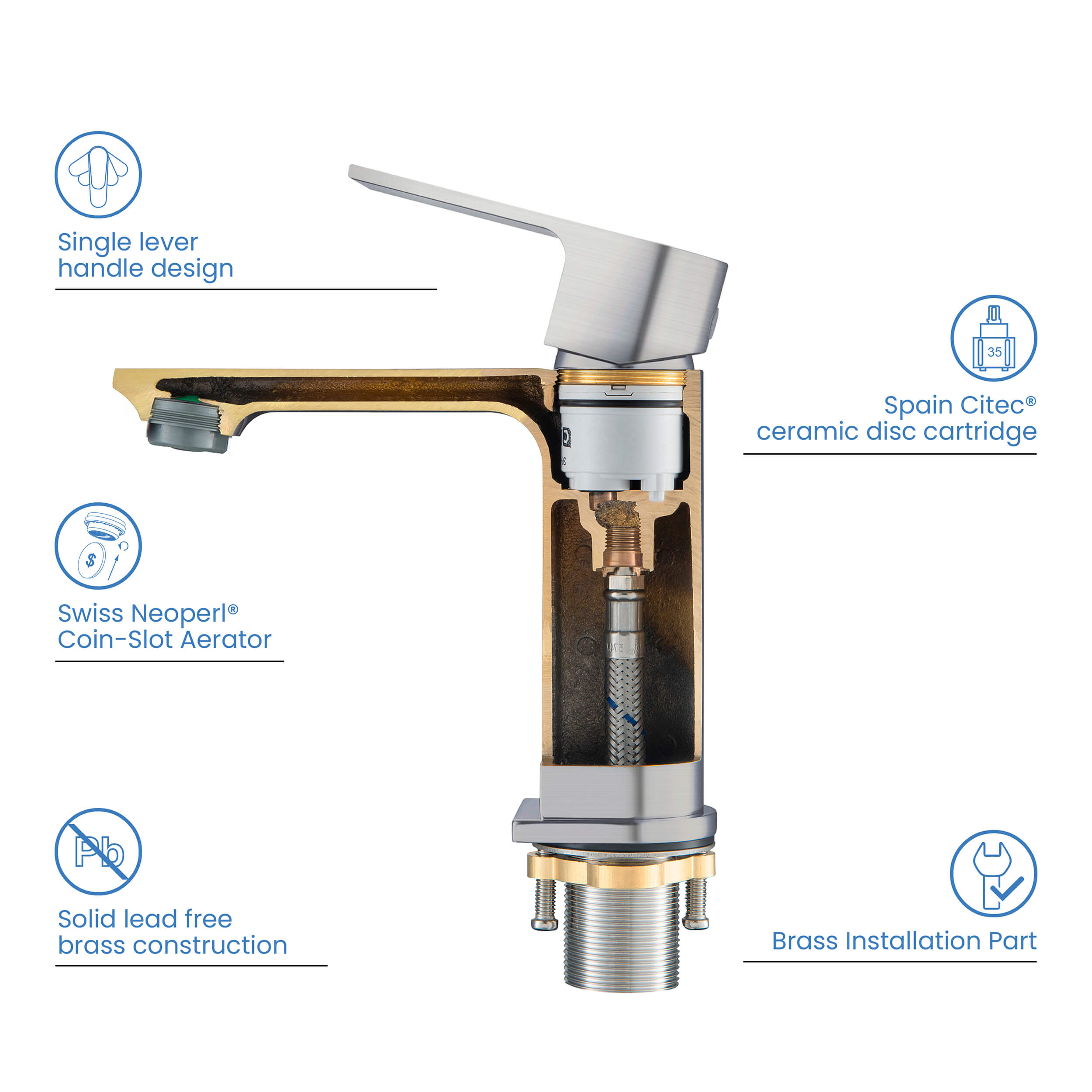 KIBI Mirage Brass Single Handle Bathroom Vanity Faucet – KBF1001