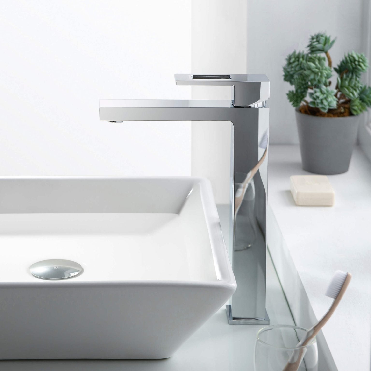 KIBI Cubic Brass Single Handle Bathroom Vessel Faucet – KBF1003