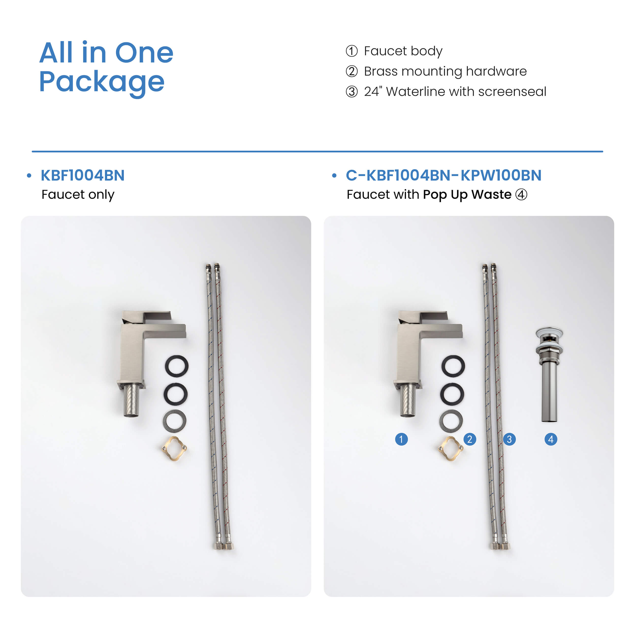 KIBI Waterfall Brass Single Handle Bathroom Vanity Faucet – KBF1004