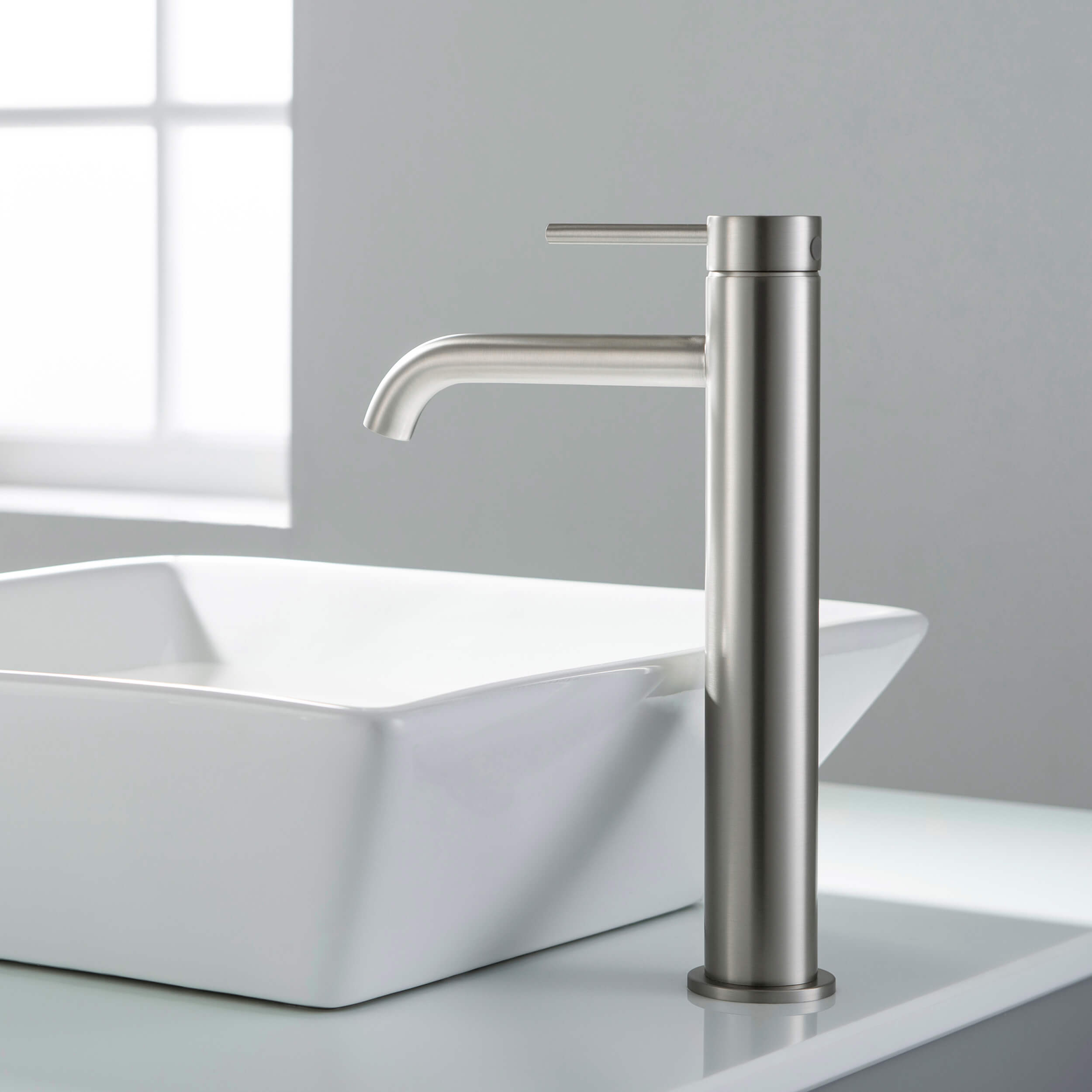 KIBI Circular Brass Single Handle Bathroom Vessel Faucet – KBF1009