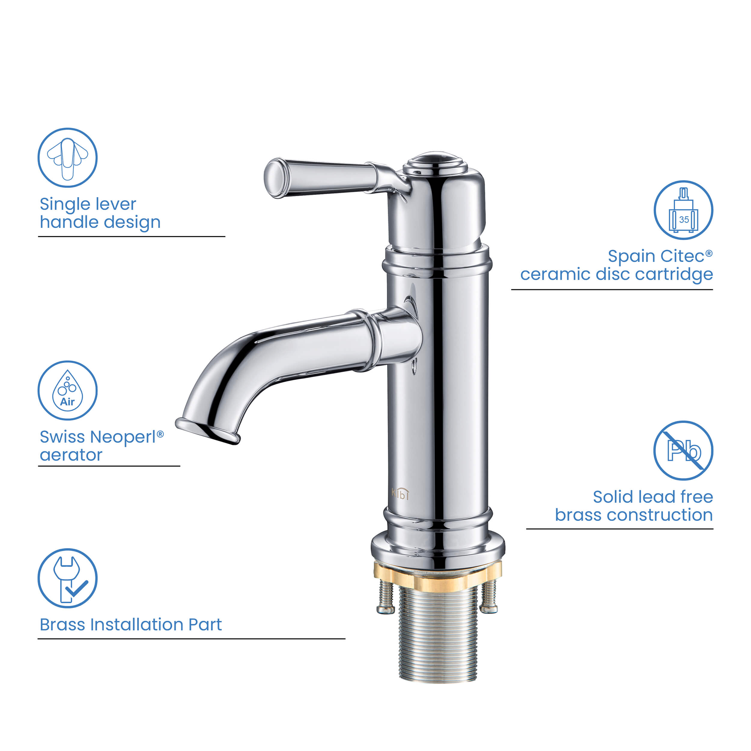 KIBI Victorian Brass Single Handle Bathroom Vanity Faucet – KBF1012