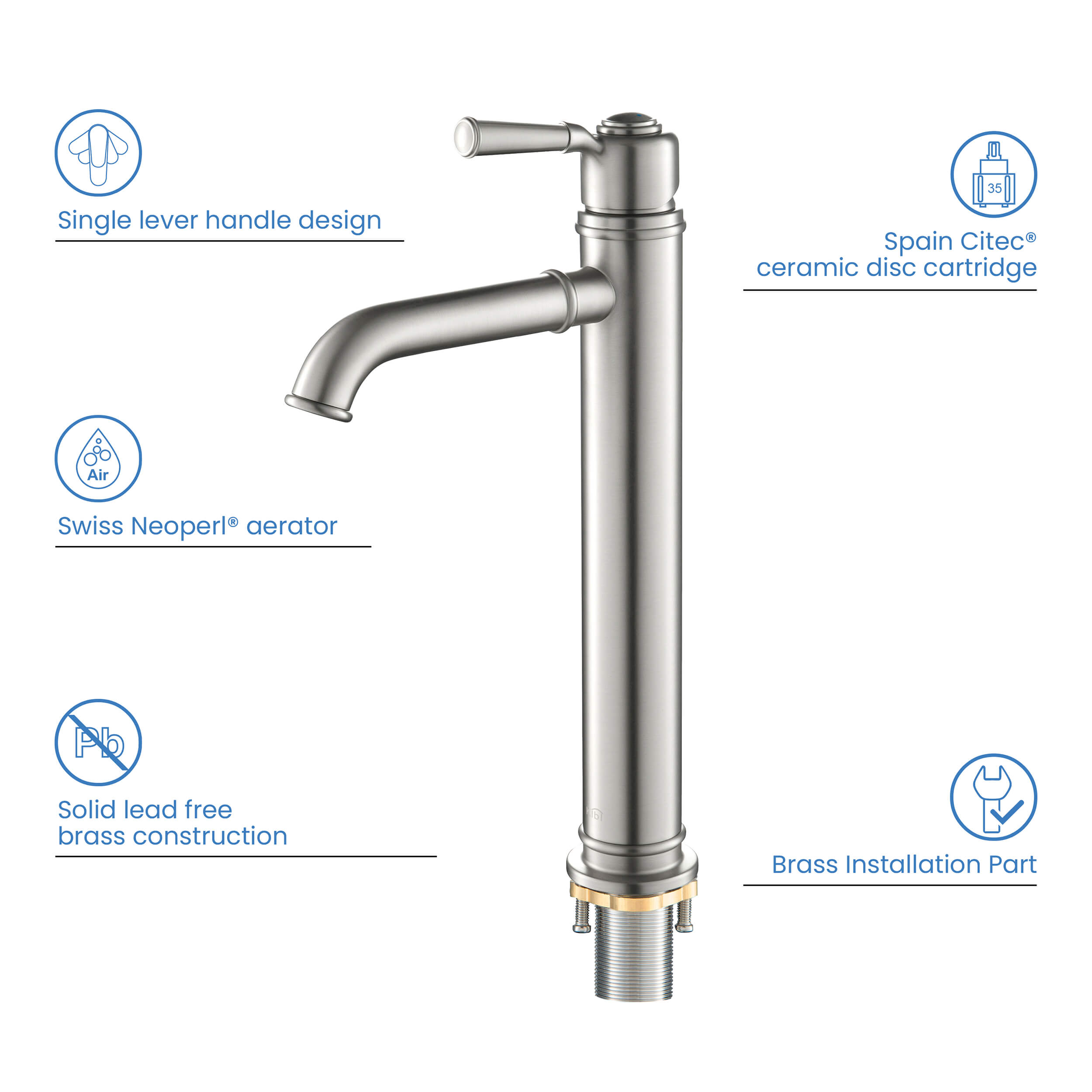 KIBI Victorian Brass Single Handle Bathroom Vessel Faucet – KBF1013