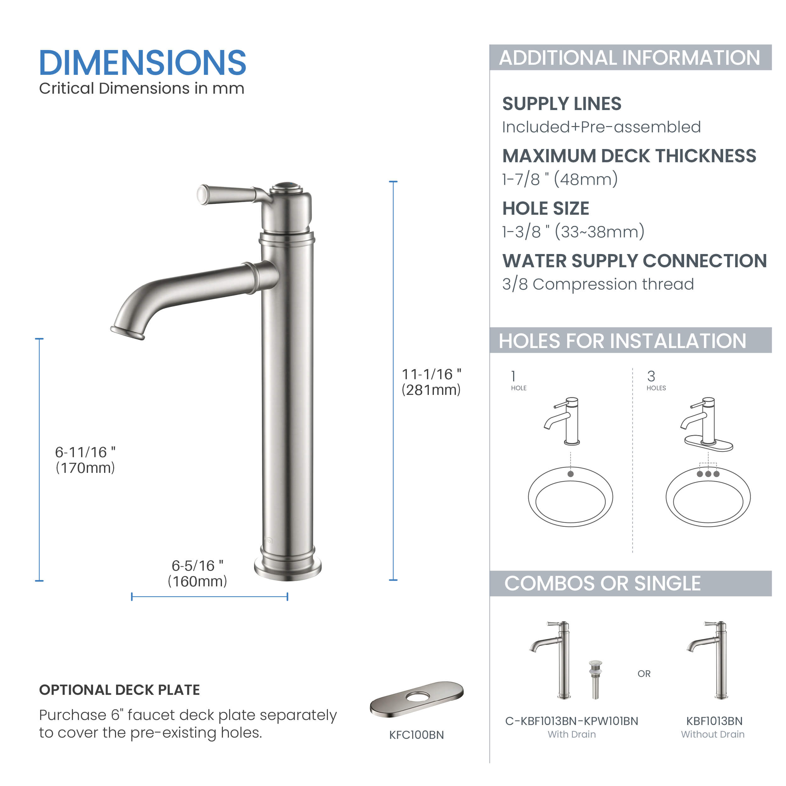 KIBI Victorian Brass Single Handle Bathroom Vessel Faucet – KBF1013