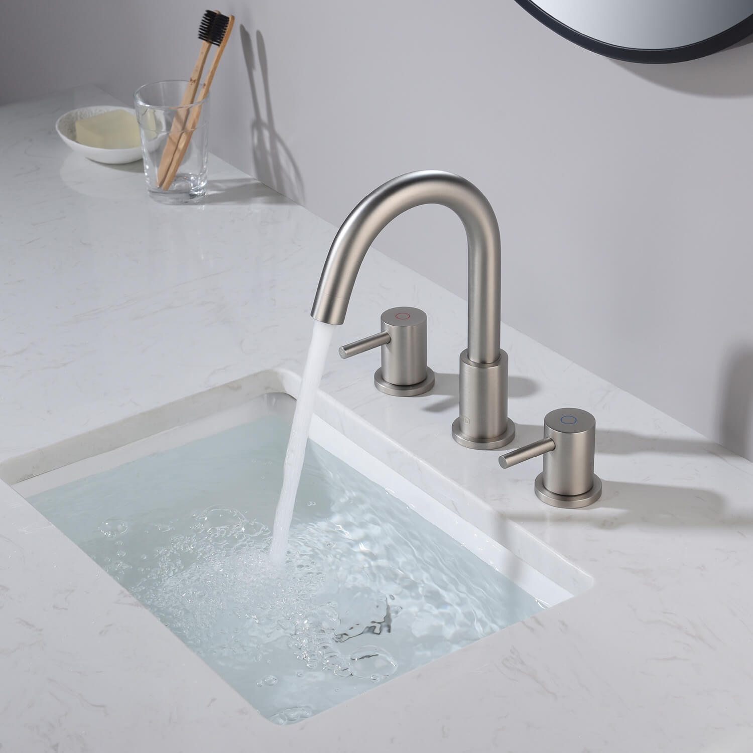 KIBI Circular 8″ Widespread Bathroom Faucet with Pop-up – KBF1016