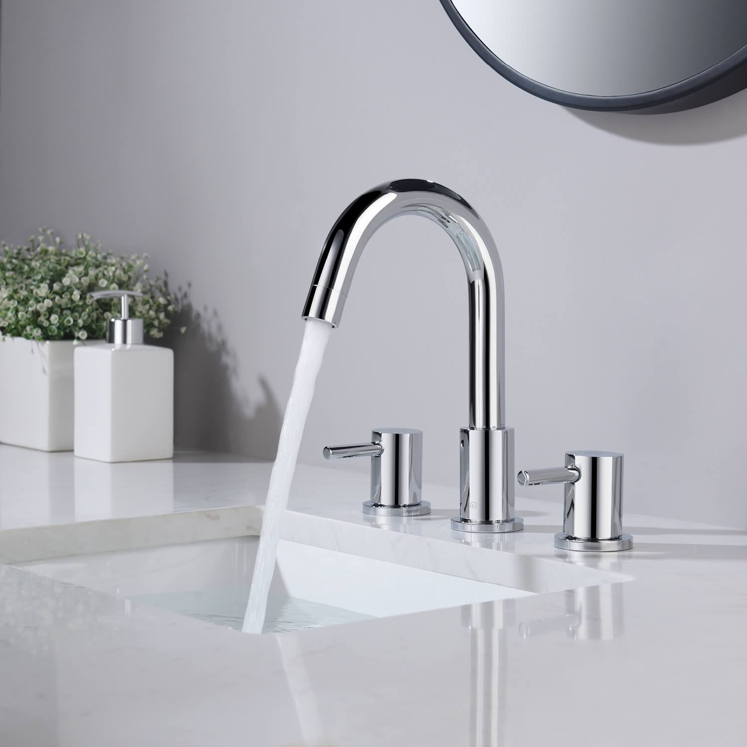 KIBI Circular 8″ Widespread Bathroom Faucet with Pop-up – KBF1016