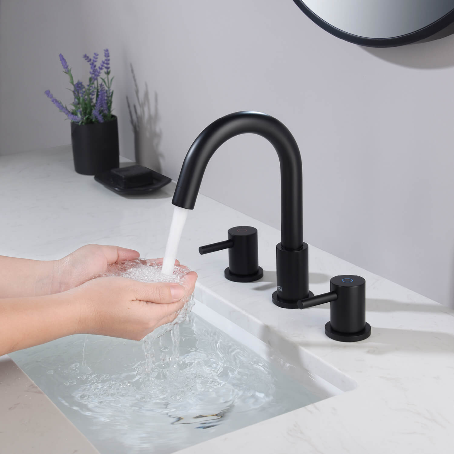 KIBI Circular 8″ Widespread Bathroom Faucet with Pop-up – KBF1016
