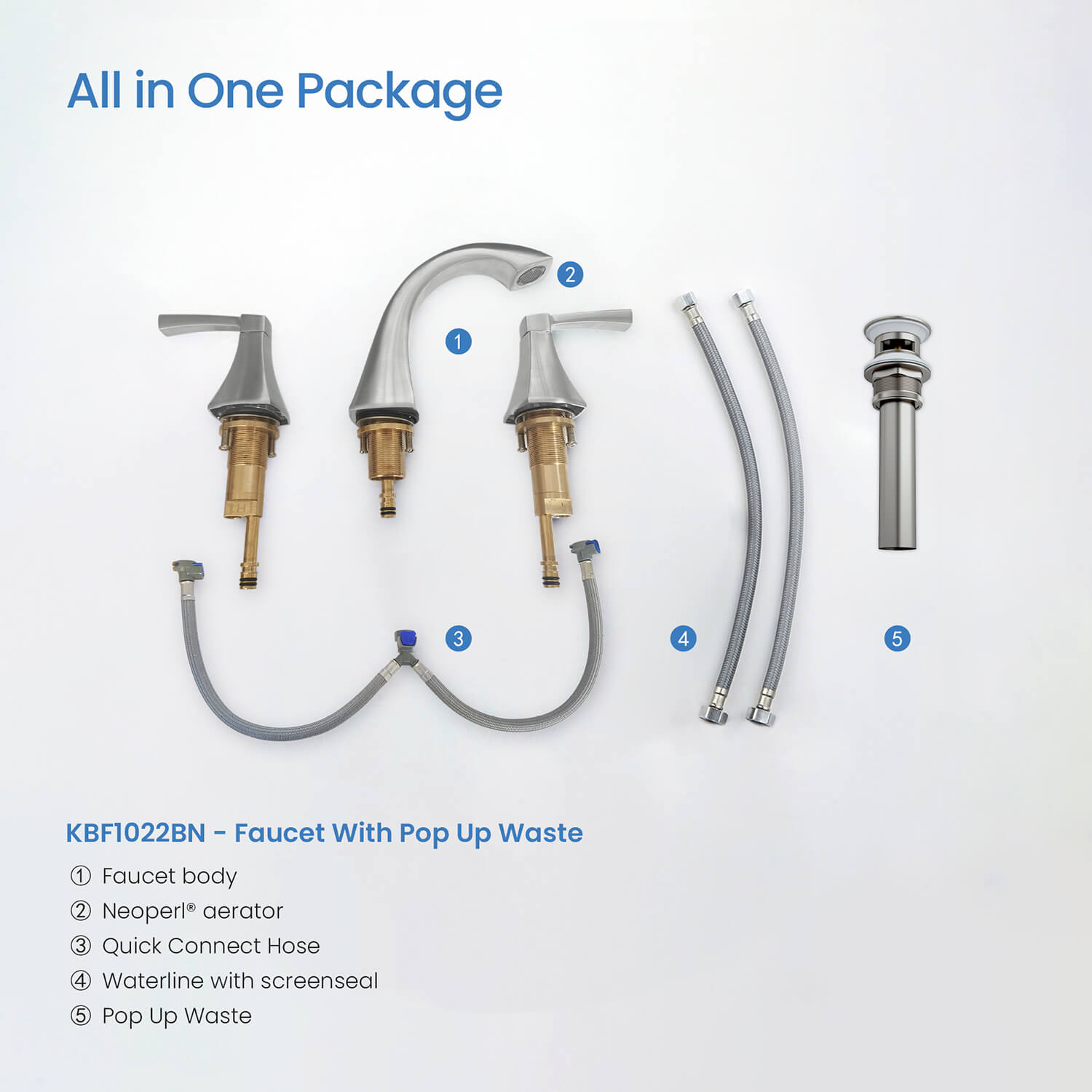 KIBI Pyramid 8″ Wide Spread Lavatory Faucet With Drain Assembly – KBF1022