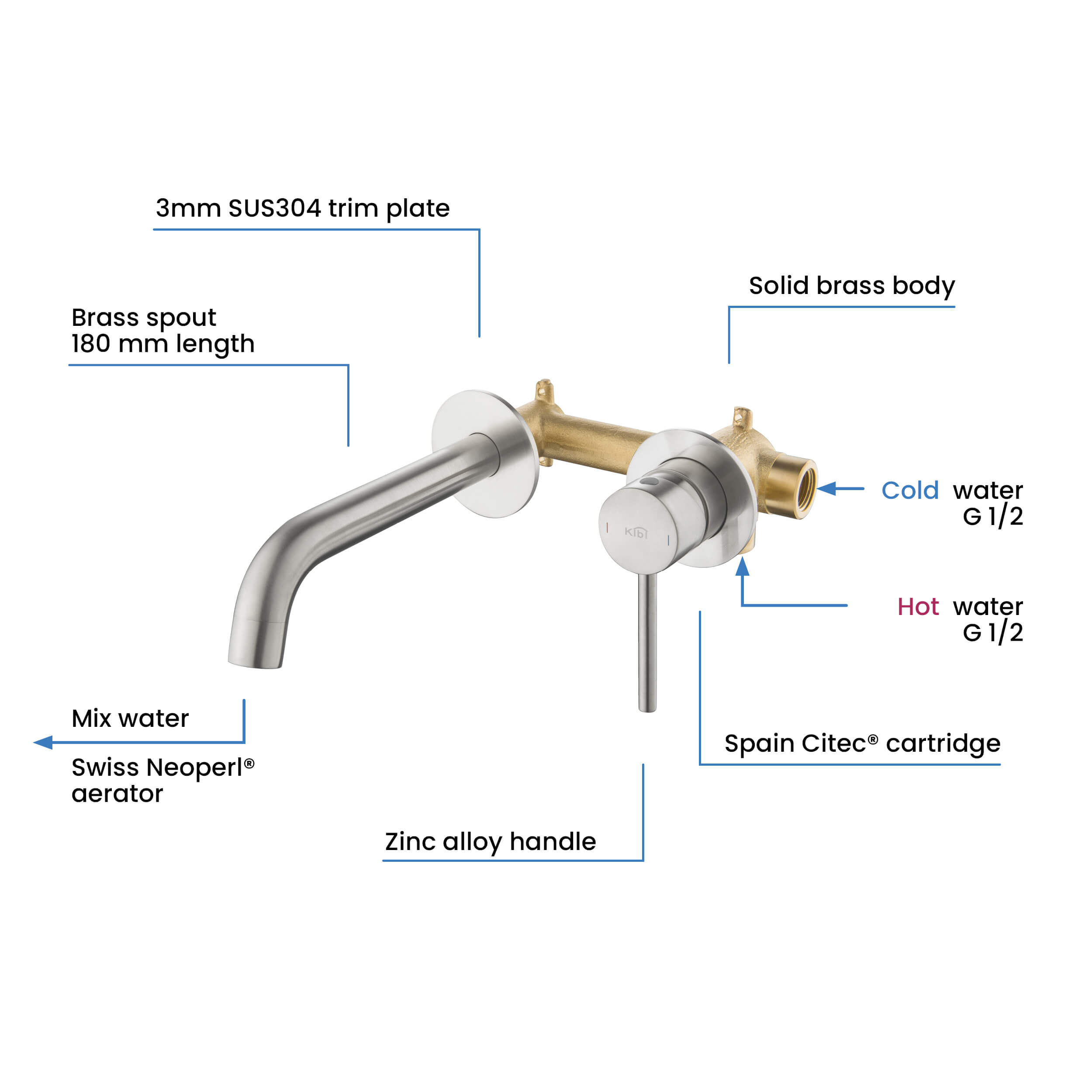 KIBI Circular Single Handle Wall Mounted Bathroom Faucet – KBF1023