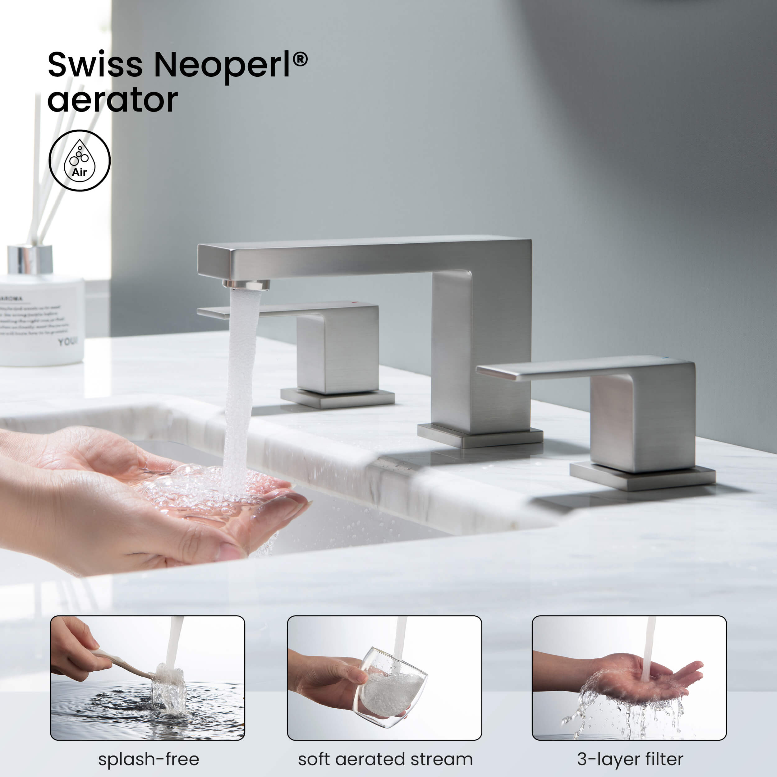 KIBI Cube 8“ Widespread Bathroom Faucet with Drain Assembly – KBF1024