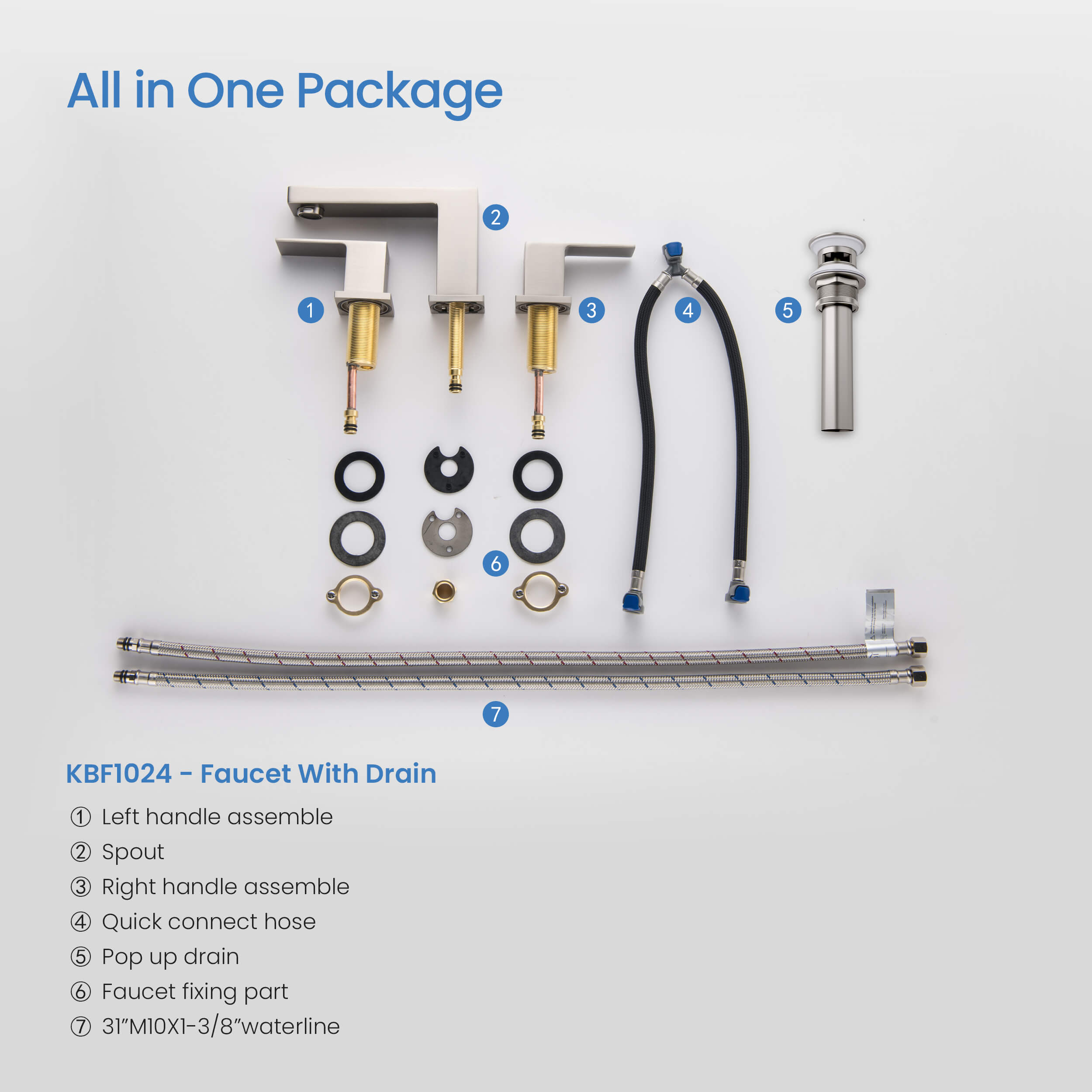 KIBI Cube 8“ Widespread Bathroom Faucet with Drain Assembly – KBF1024