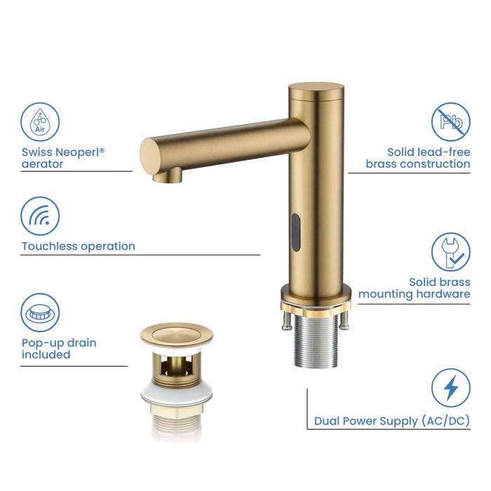 Casa Fixtures - Bathroom Faucet - Halo Touchless Bathroom Vanity Sink Faucet with Pop-Up Drain - Plug-In or Battery Powered (CBF-1029)